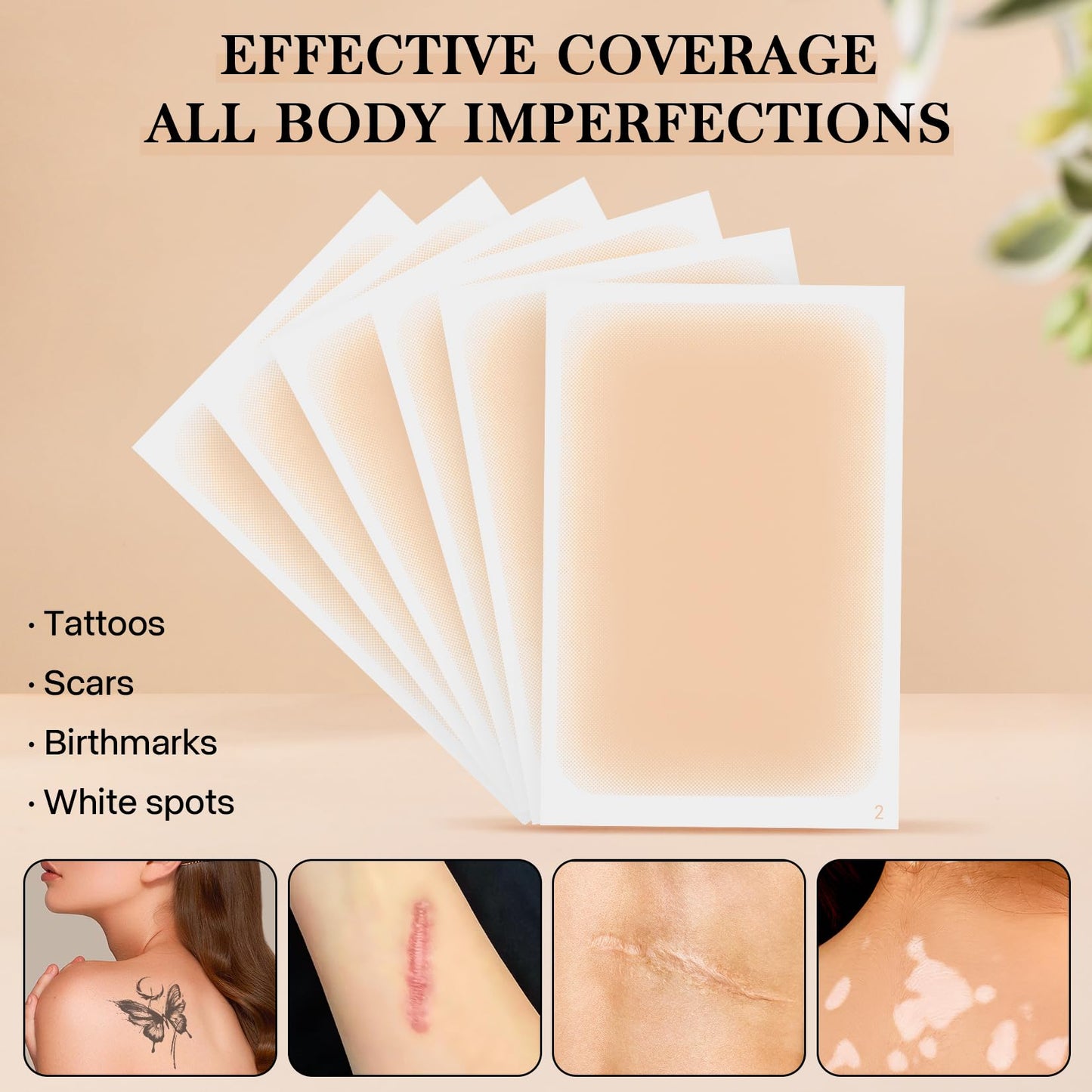 LXIANGN Tattoo Cover Up Tape 6 Pcs Ultra ThinTattoo Cover Up Patch Invisible Waterproof Skin Tone Concealer Sticker for Covering Up Scars Tattoo (Light Skin)