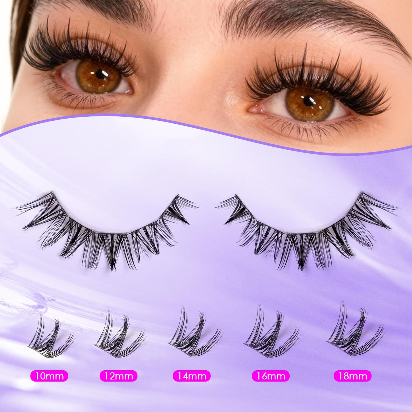 Ocean Pearl Lash Clusters Kit 154pcs,10-18mm manga/anime-inspired lashes clusters,spike-effect cluster lashes,Eyelashes,DIY Cluster Eyelash Extensions kit with lash bond+seal+remover+tweezers-M31+M34