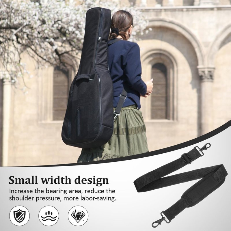 POPETPOP 2Pcs Universal Replacement Laptop Shoulder Strap, 42" Adjustable Instrument Bag Shoulder Straps with Metal Hooks for Briefcase, Computer Messenger Bag, Guitar, Violin, Cello (Black)
