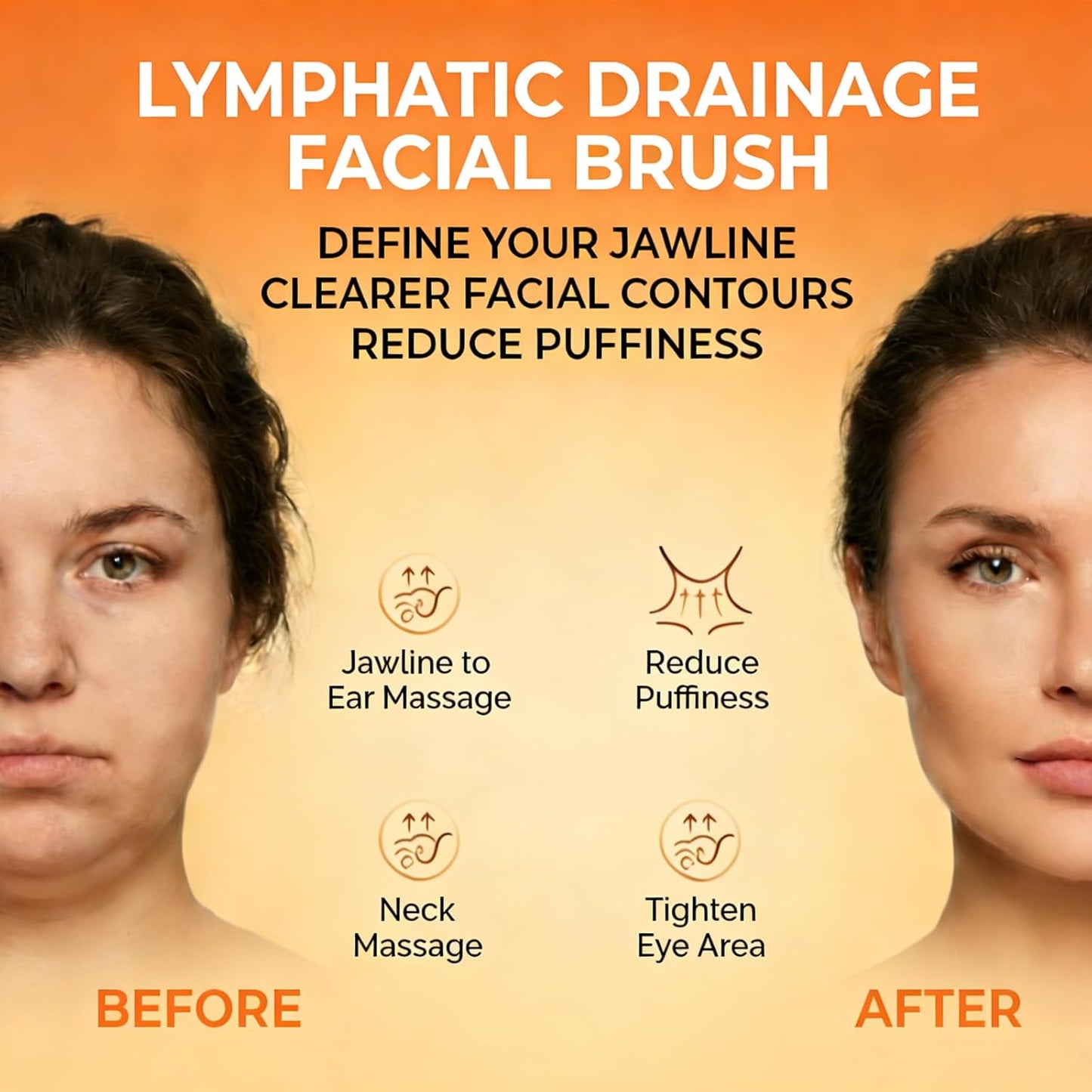 Lymphatic Facial Brush Set - Soft Synthetic Fibers for Contouring & Lifting | Reduces Puffiness, Ideal for Home & Travel (2pcs)