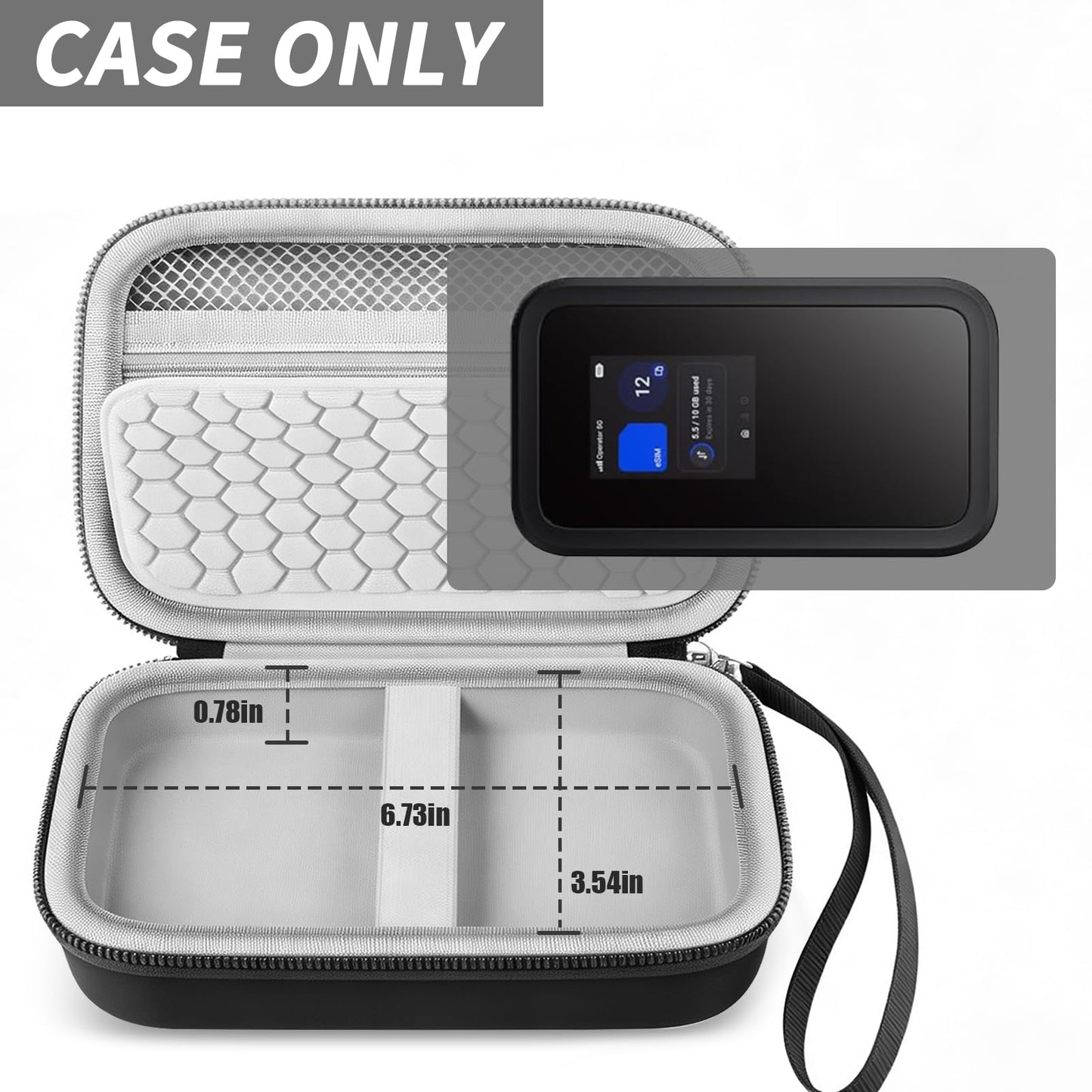 Boobowl Hard Travel Router Case for NETGEAR Nighthawk 5G Mobile Hotspot M7, Portable WiFi 7 Router Holder Organizer with Detachable Strap, Shock Pad & Mesh Pocket for Travel (Black, 5G)