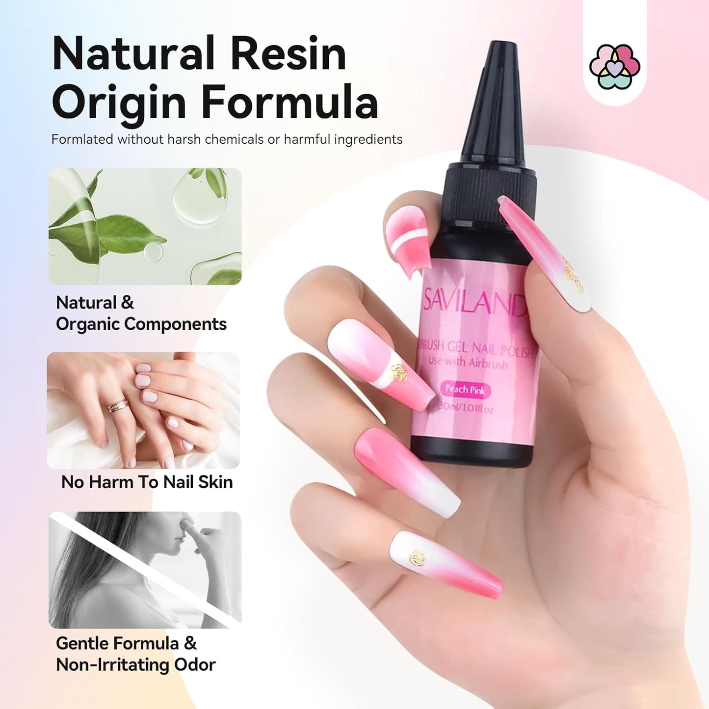 SAVILAND Airbrush Gel Nail Polish Set - Hema-Free, 30ML, Cool & Warm Colors | Non-Acetone Stencils for DIY Nail Art