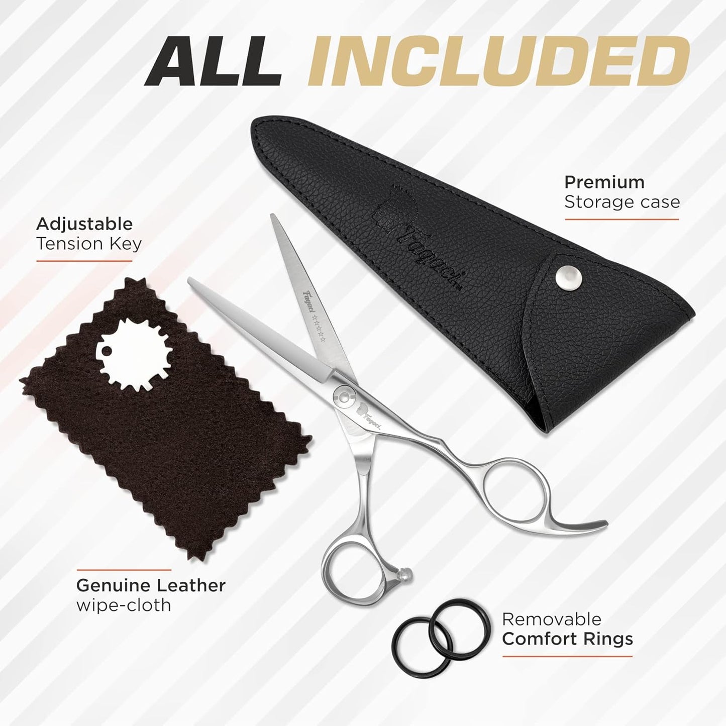 Professional Hair Cutting Scissors - 5 Inch 440C Steel Blades for Smooth, Precise Cuts | Durable Barber Shears with Elegant Sheath
