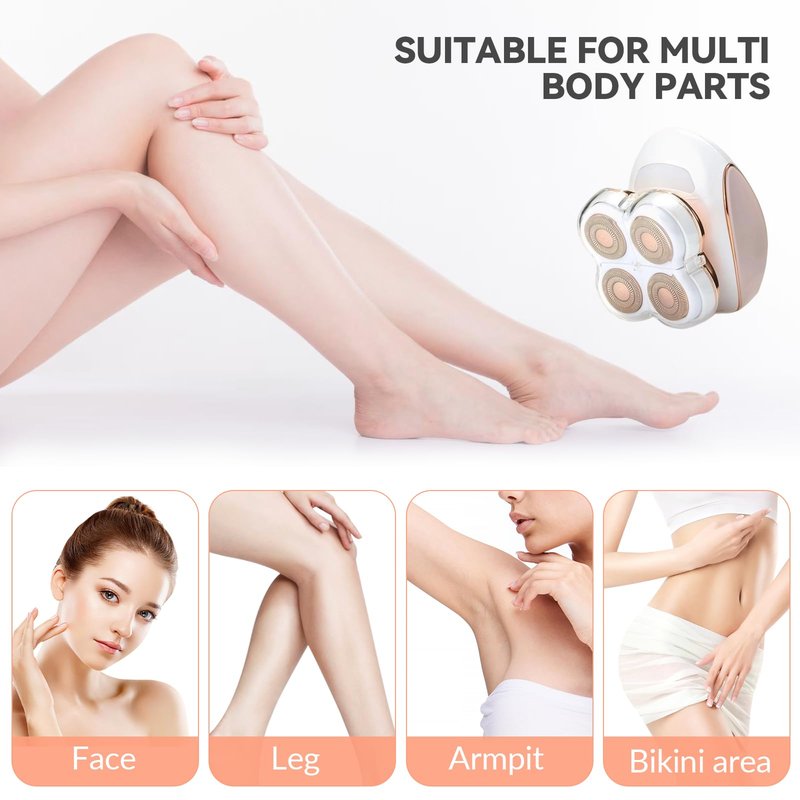 Women Legs Replacement Heads with 2 Cleaning Brush Protective Case, 4 Floating head Leg Shaver for Electric Legs Shaver Electric Hair Remover Body, 2 Pack
