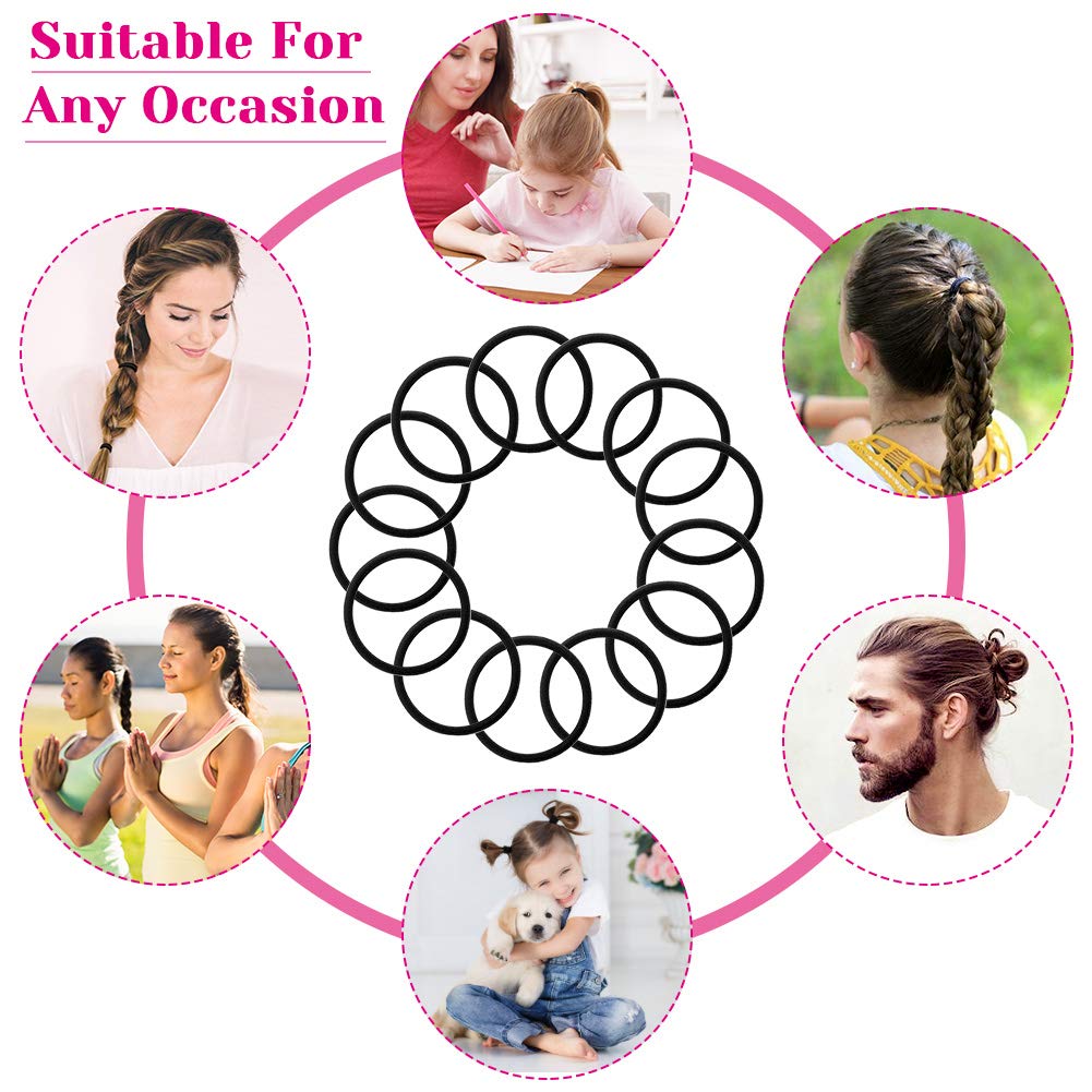 Anezus Black Hair Ties - 250 Pcs Small Elastic Ponytail Holders for All Hair Types | 3 mm