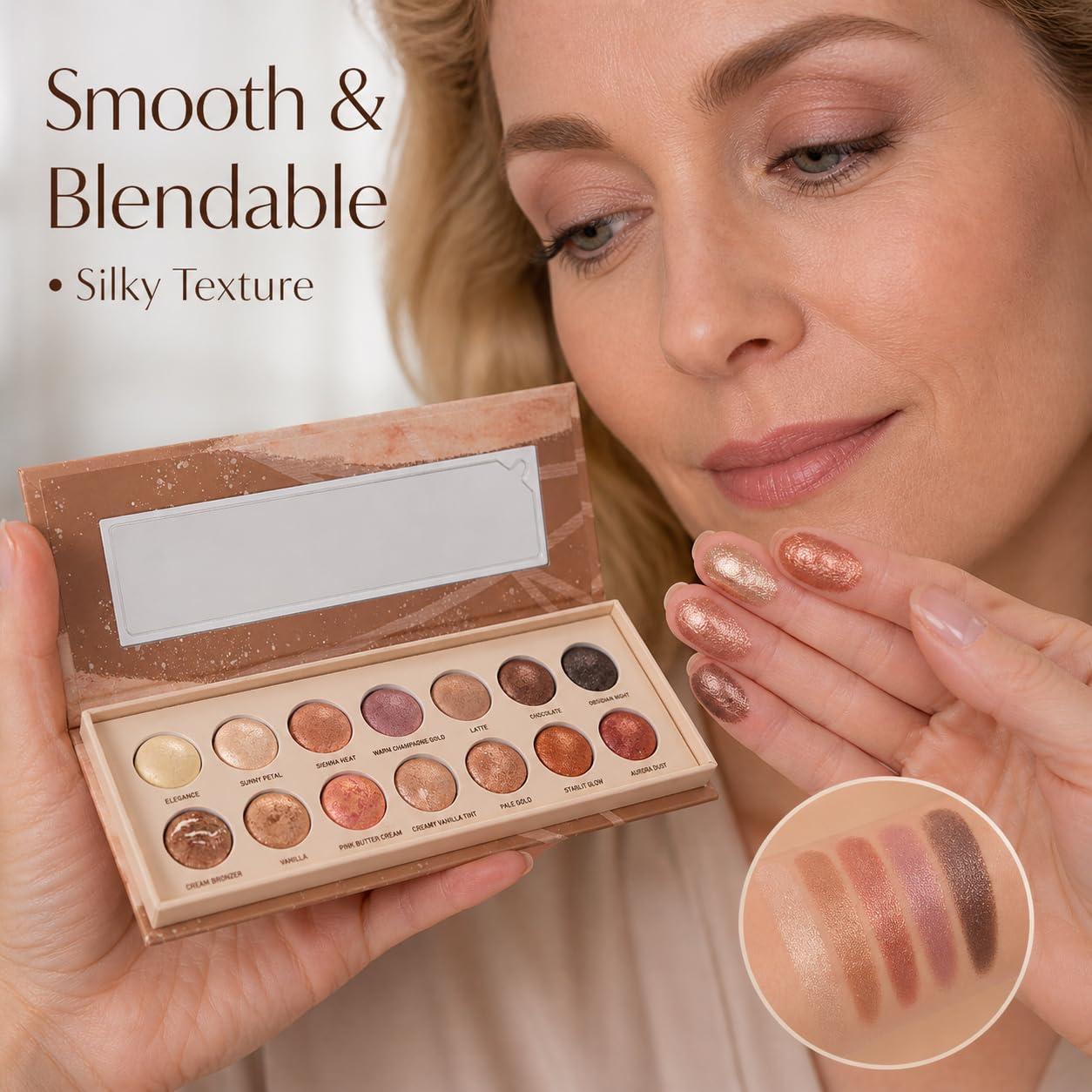 Neutral Eyeshadow Palette - High Pigment Blendable Matte & Shimmer Shades | Long-Lasting Eye Makeup for Everyday Use