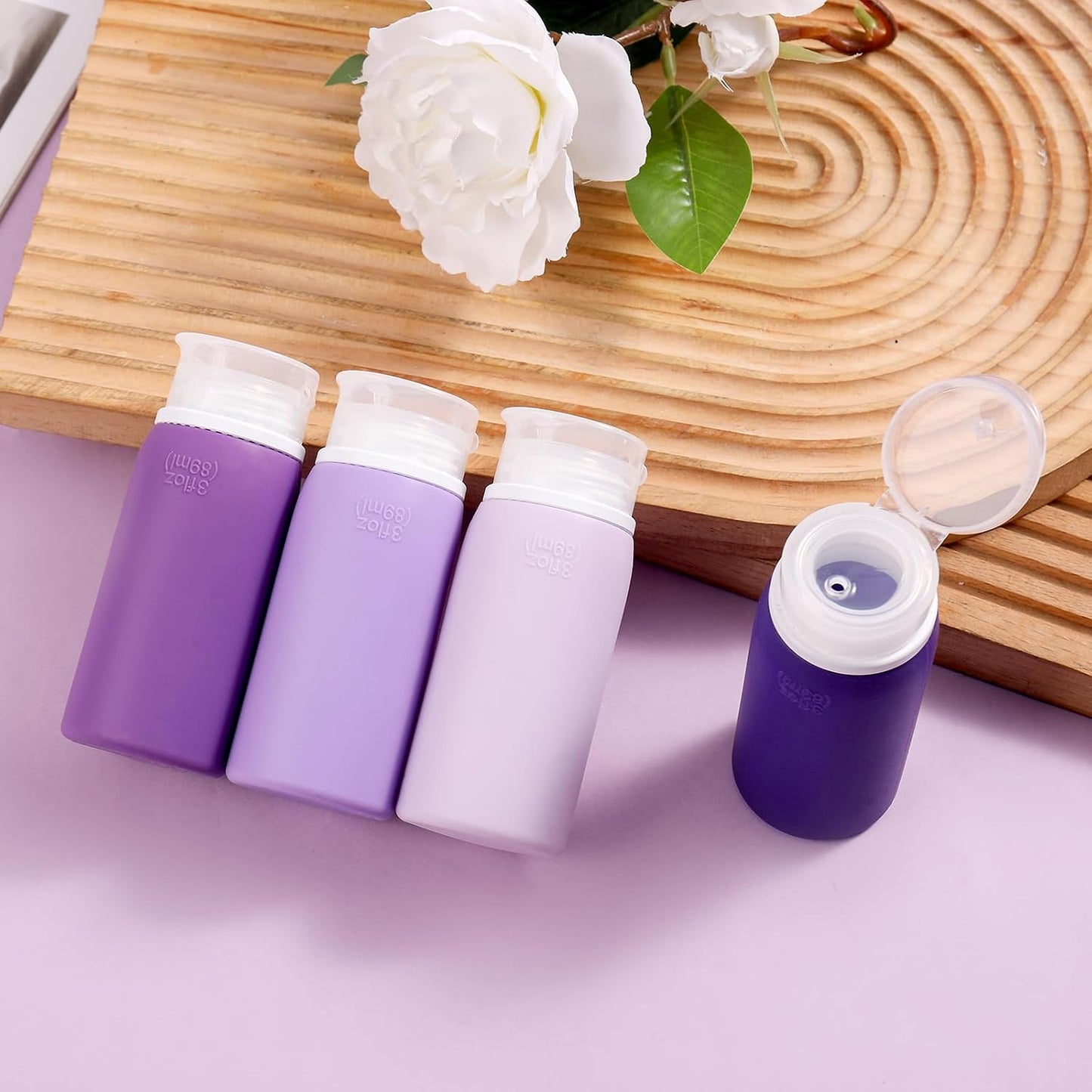 Travel Bottles for Toiletries - 21 Pack Leak-Proof TSA Compliant Silicone Containers | BPA Free, Purple