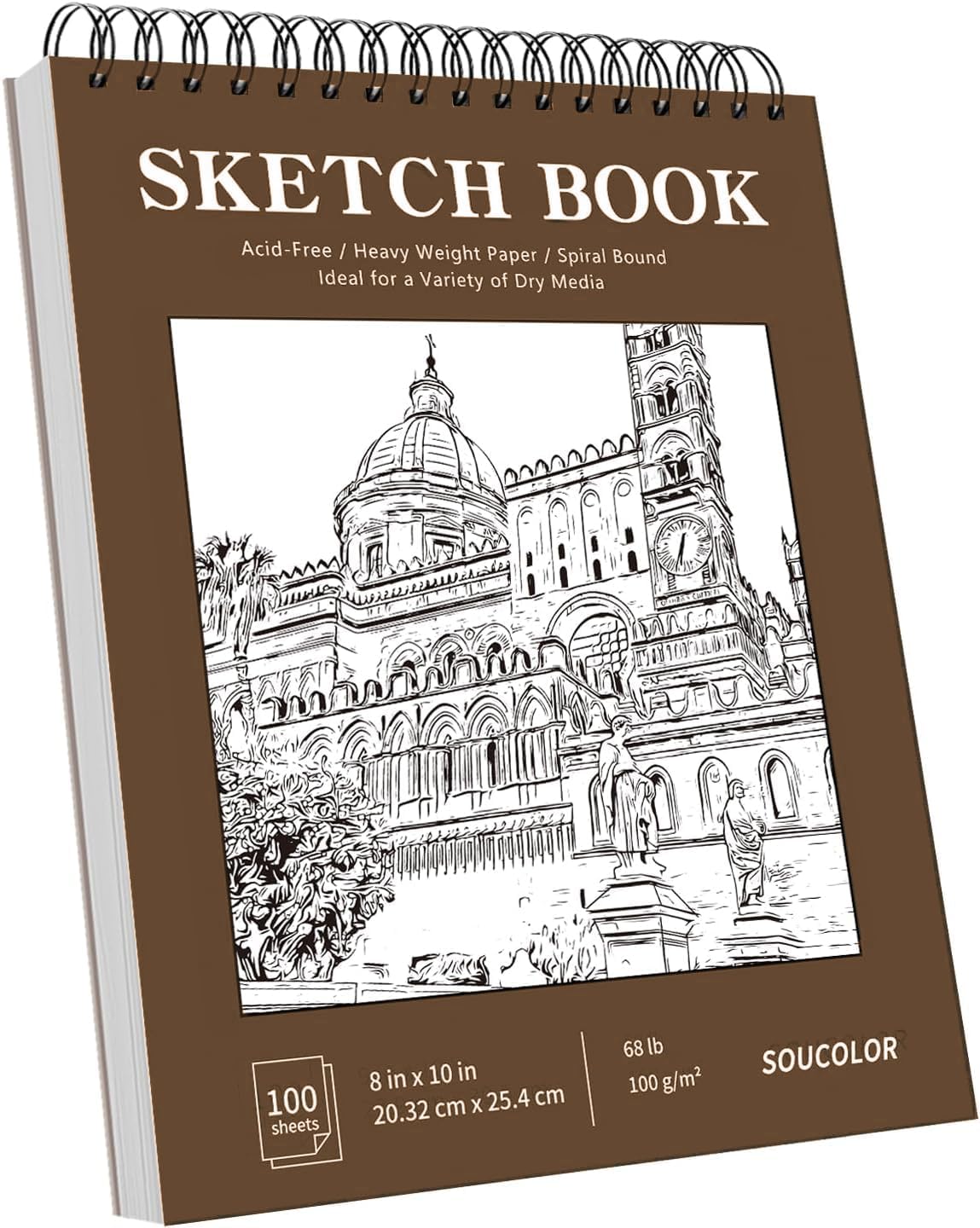Soucolor Sketch Book - 9" x 12" Top Spiral Bound, 100 Sheets Acid-Free Drawing Paper | Ideal for Kids, Adults & Artists