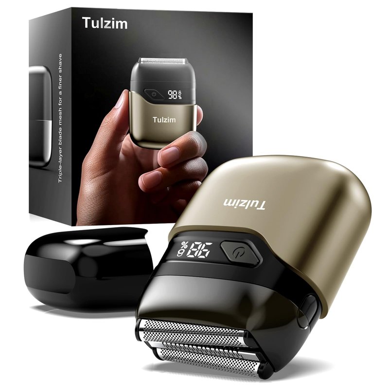 Tulzim Electric Foil Shaver for Men: Cordless Electric Razor for Face & Beard - 3 Floating Blades, 100-Min Runtime, USB-C Fast Charge, IPX7 Waterproof for Travel,Matte Brown