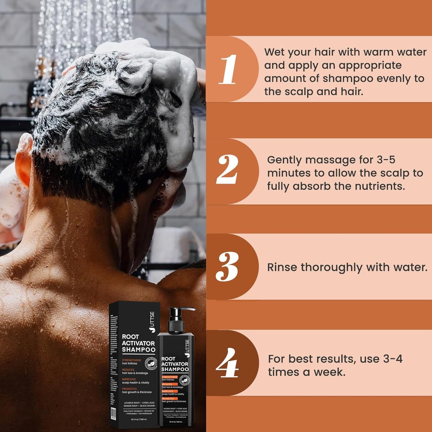 Root Activator Shampoo for Men - Hair Growth Solution for Thinning Hair & Hair Loss