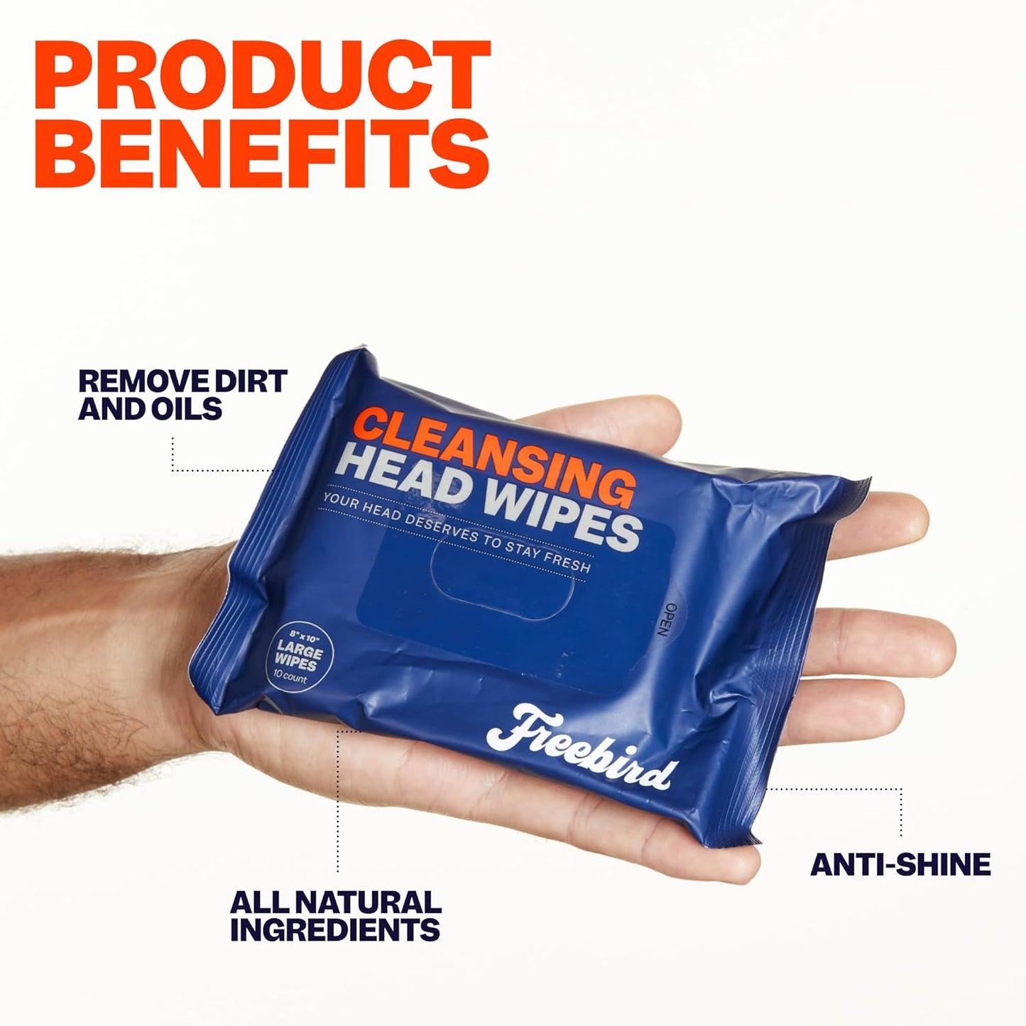 Head & Body Towelette Wipes for Men - Rinse-Free, Flushable, pH-Balanced | 10ct, Aloe & Eucalyptus Infused