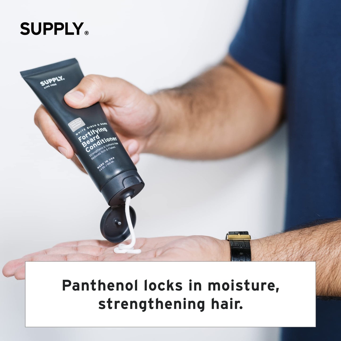 Supply Fortifying Beard Conditioner – Fast-Absorbing, Plant-Based Formula to Soften, Strengthen & Nourish Beard and Skin – Supports a Healthier, Softer Beard – 3.4oz