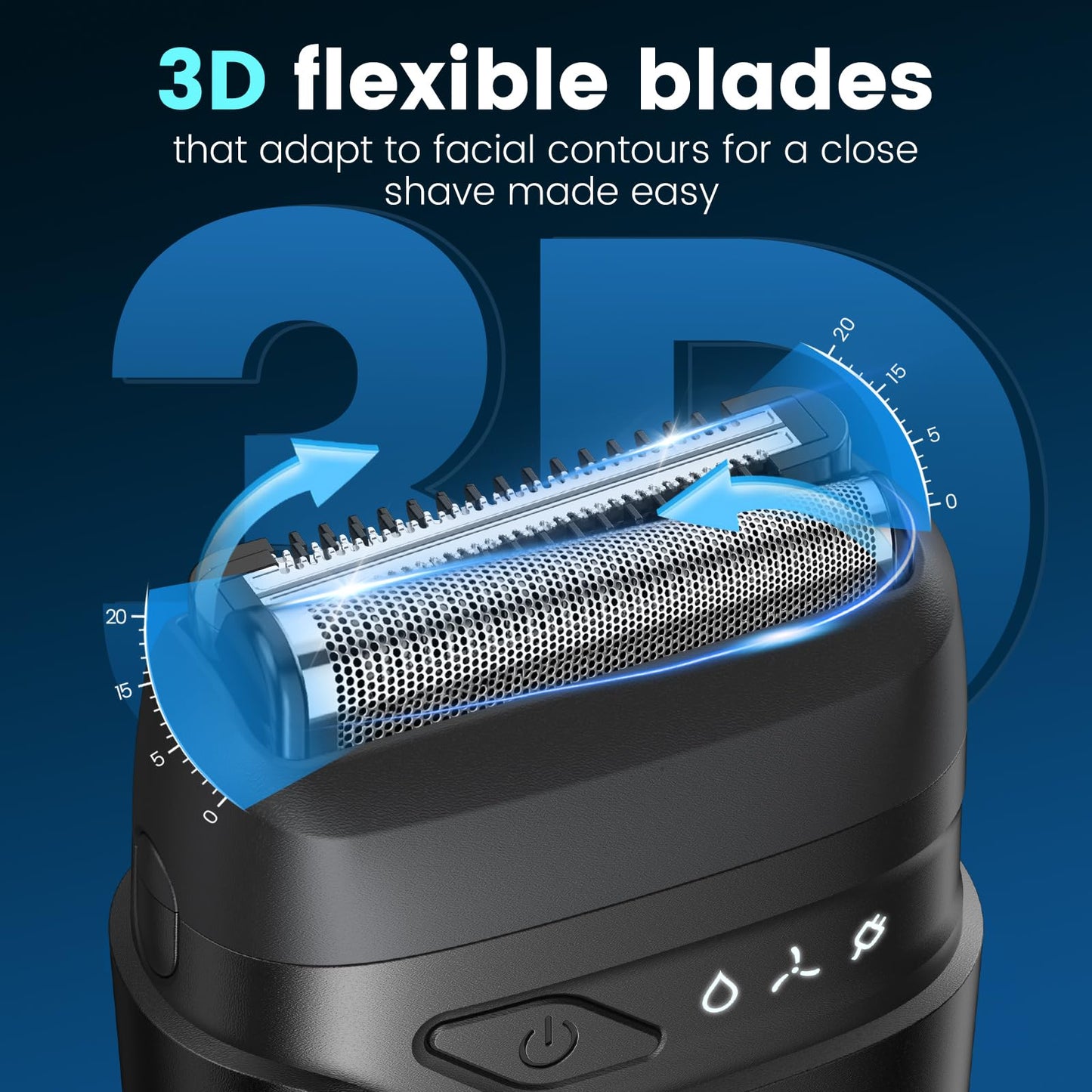 Brightup Electric Foil Shavers for Men, Mini Electric Razor for Shaving Face, Compact Travel Shaver with Floating Blades, Waterproof Wet/Dry Razor USB C Rechargeable