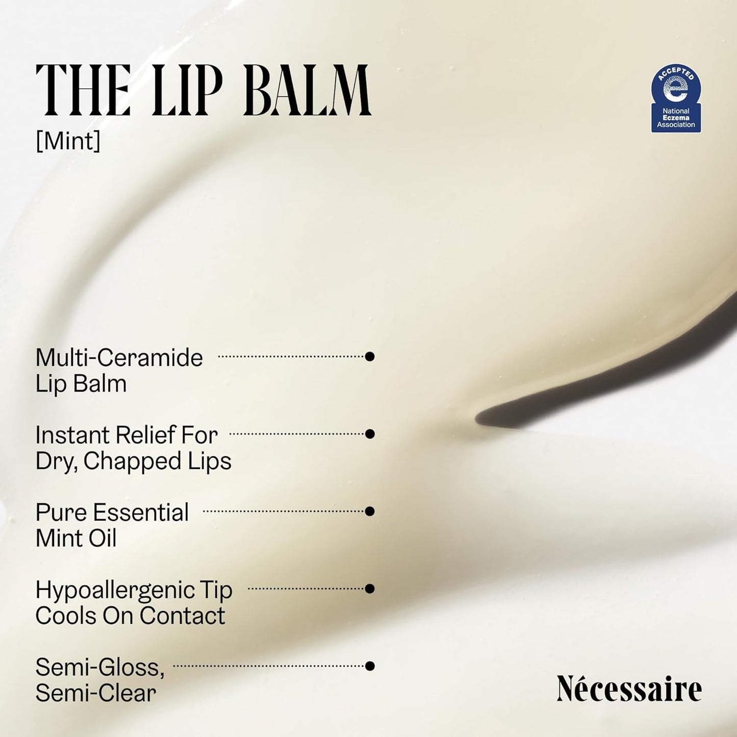 Nécessaire Lip Balm - Hydrating Hyaluronic Acid Formula with Mint Oil & Niacinamide | 15 ml / 0.5 fl oz