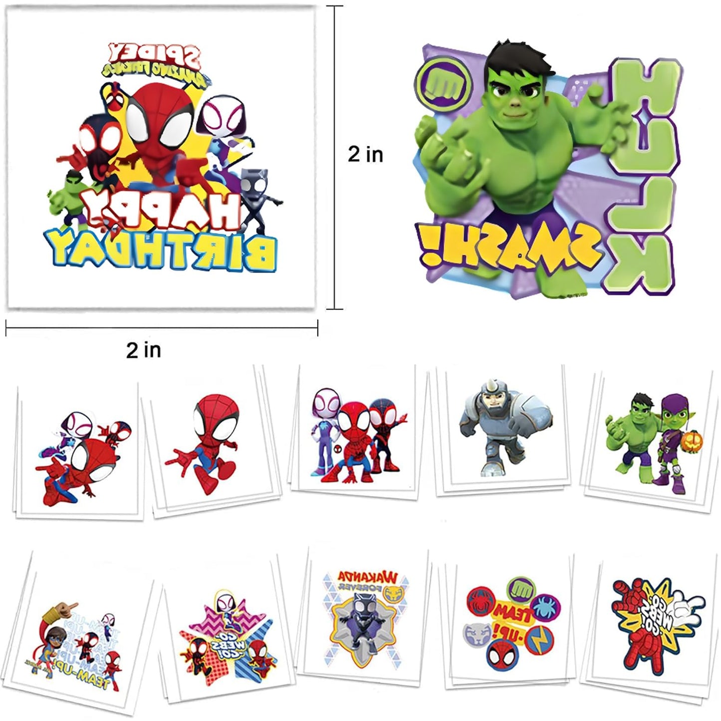 Spidey Birthday Party Supplies, 60 Pcs Temporary Tattoos, Removable Fake Tattoo Stickers for Goody Bag Treat Bag (A)
