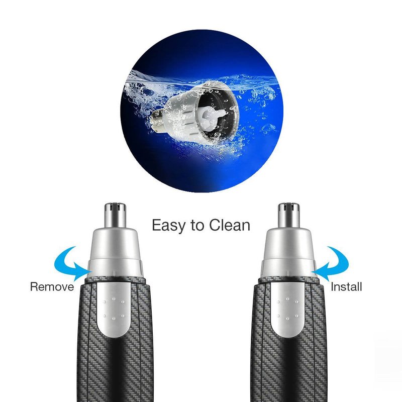 Luxitude Precision Ear & Nose Hair Mens Grooming Trimmer - All-in-One Cordless Design, Steel Blades & Carbon Fiber Finish