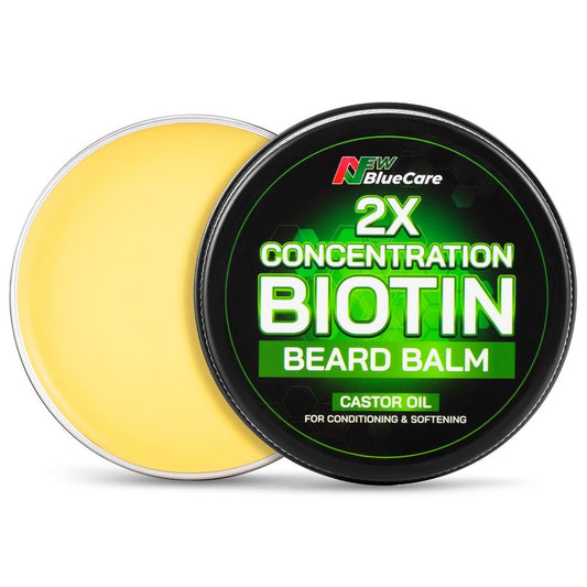 Beard Balm-2X Concentration Biotin -Styles, Growth, Strengthens & Softens Beards and Mustaches - Natural Beard Conditioner Wax with Organic Shea Butter, Argan & Jojoba Oils