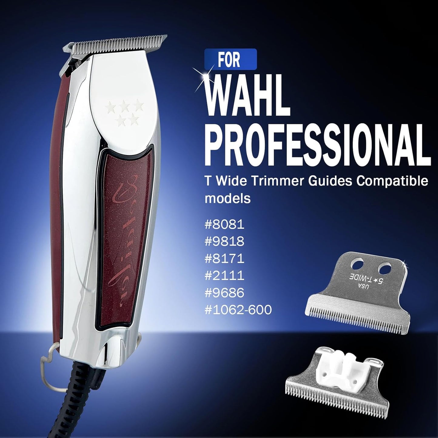 Wahl Professional T Wide Trimmer Guides Replacement Set - Fits 5 Star Detailer #2215 | 3-Pack
