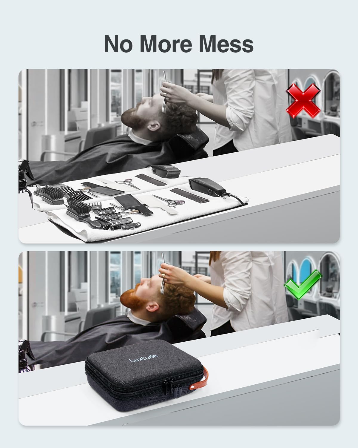 Luxtude Hair Clipper Case, Portable Barber Travel Cases for Trimmers, Guards & Accessories, Fits Wahl, Andis, Hatteker, Oneisal Grooming Tools (Case Only)