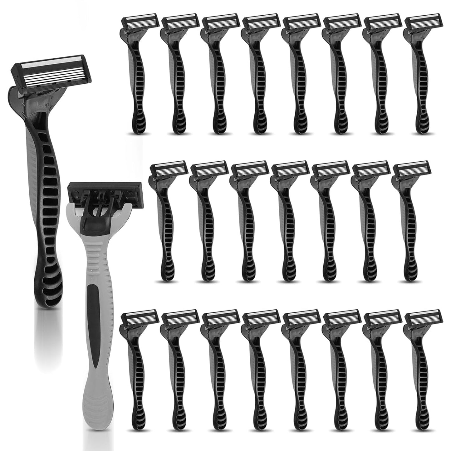 Men's Disposable Razors - 25 Pcs Bulk Set for Sensitive Skin | 5-Blade Comfortable Shave for Head & Face