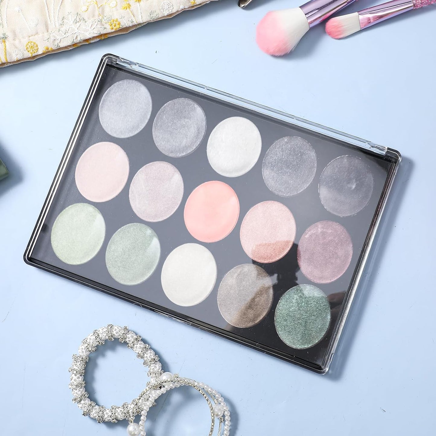 Magnetic Makeup Palette - 4 Pack Clear Top Storage Box for DIY Cosmetics | 7.7 x 4.3 Inches