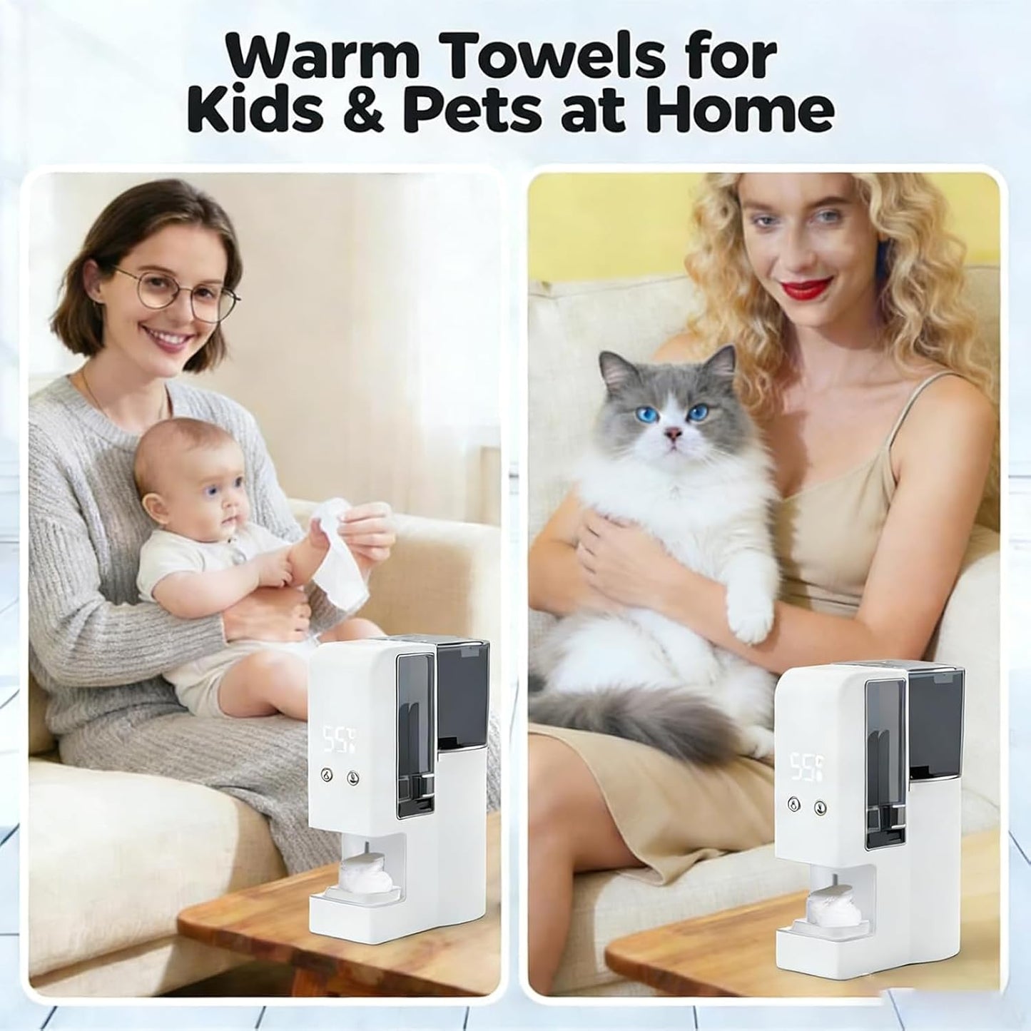 Fast Hot Towel Dispenser - 5s Heating, 500ml Tank, Auto-Dry | Includes 40 Compressed Towels for Spa & Home