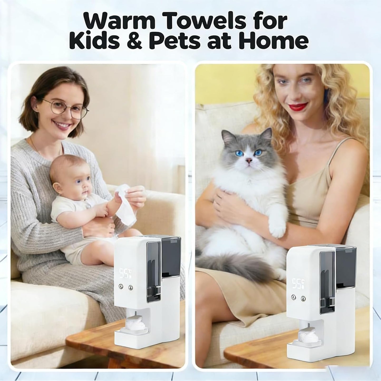5s Fast Hot Towel Dispenser, 55°C (131°F) Constant Temp, 500ml Tank, Auto-Dry & Safe, Portable for Spa, Facial, Bathroom & Home (2 Rolls of Compressed Towels Only (40 Towels))