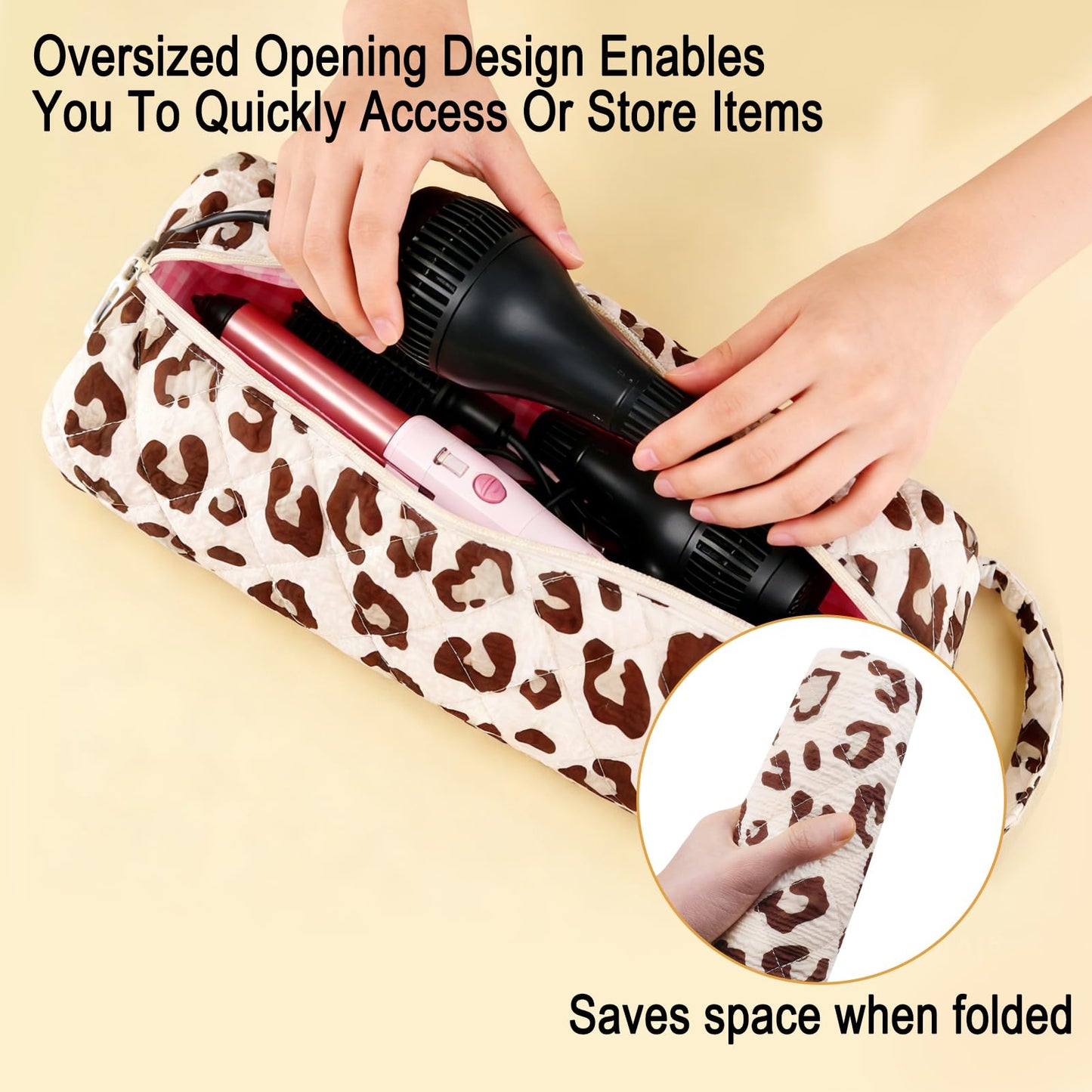 Hair Tools Travel Bag for Shark Flex Style Case for Dyson Air wrap Hair Dryer Carrying Bag Quilted Travel Hair Tool Bags Large Portable Flat Curling Iron Organizer Storage Case Women Accessories-C