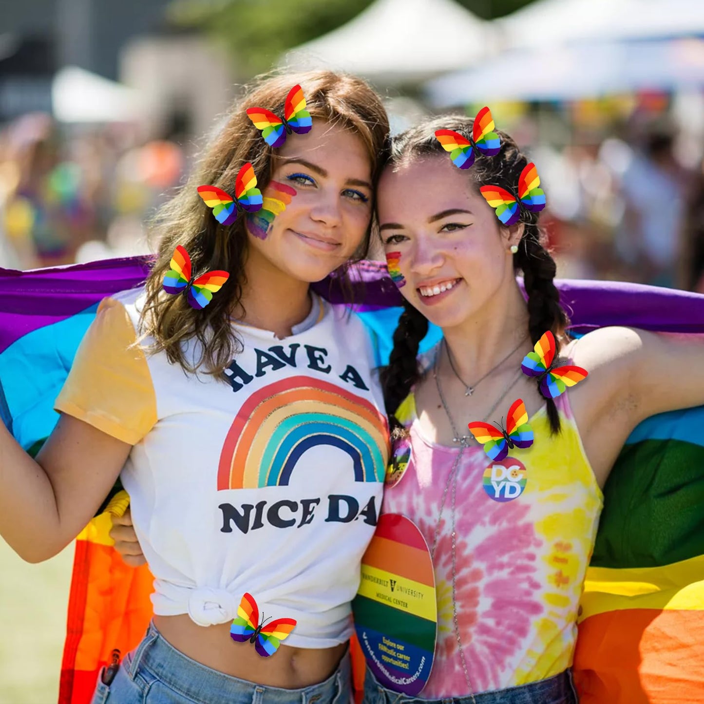 14 Pcs Gay Pride Day Rainbow Butterfly Hair Clip, LGBT Rainbow Butterfly Clips for Women Girls Gay Party Parades Celebrations Hair Decoration