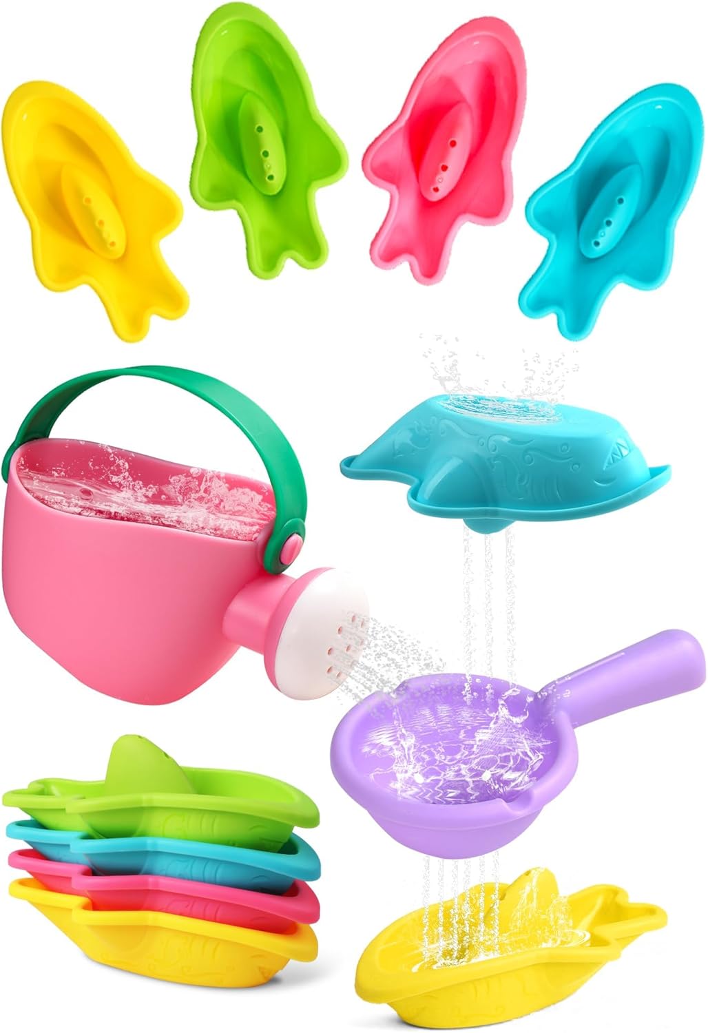 Baby Bath Toys for Toddlers Ages 1-3 | Mold-Free Fun for Bathtubs, Pools & Beaches - 5 PCS (Random Colors)