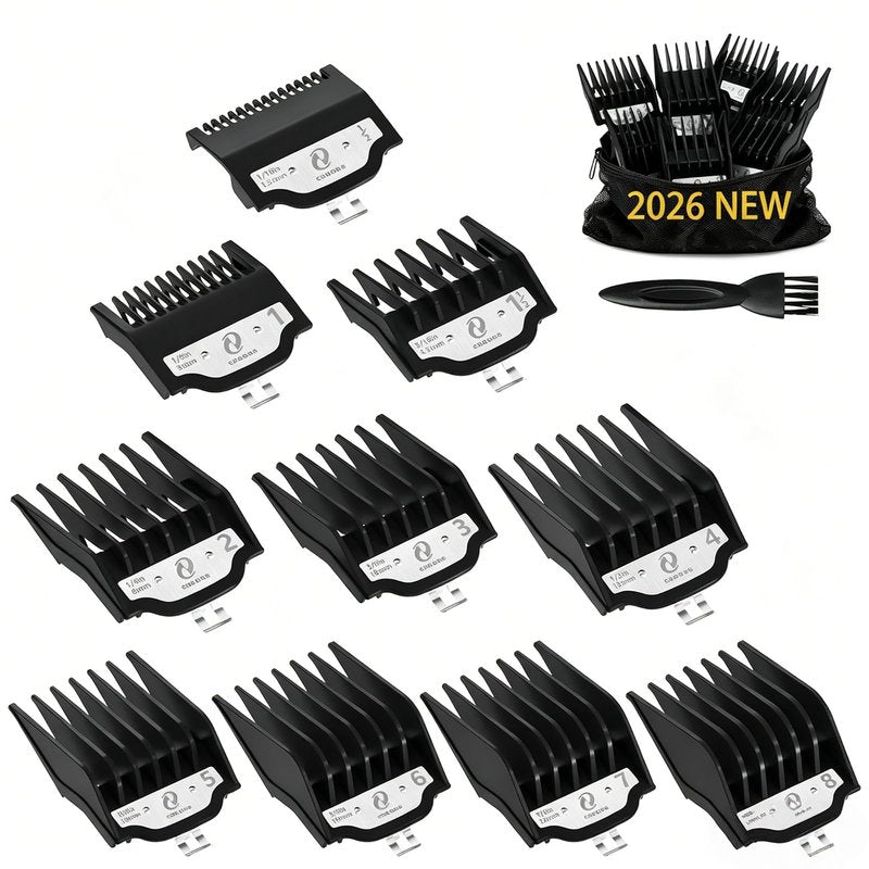 CR8GR8 Clipper Guards Set, 10 Professional Cutting Guides (1/16" to 1") Compatible with Most Wahl Clippers, Replacement Guards for Wahl Hair Clippers