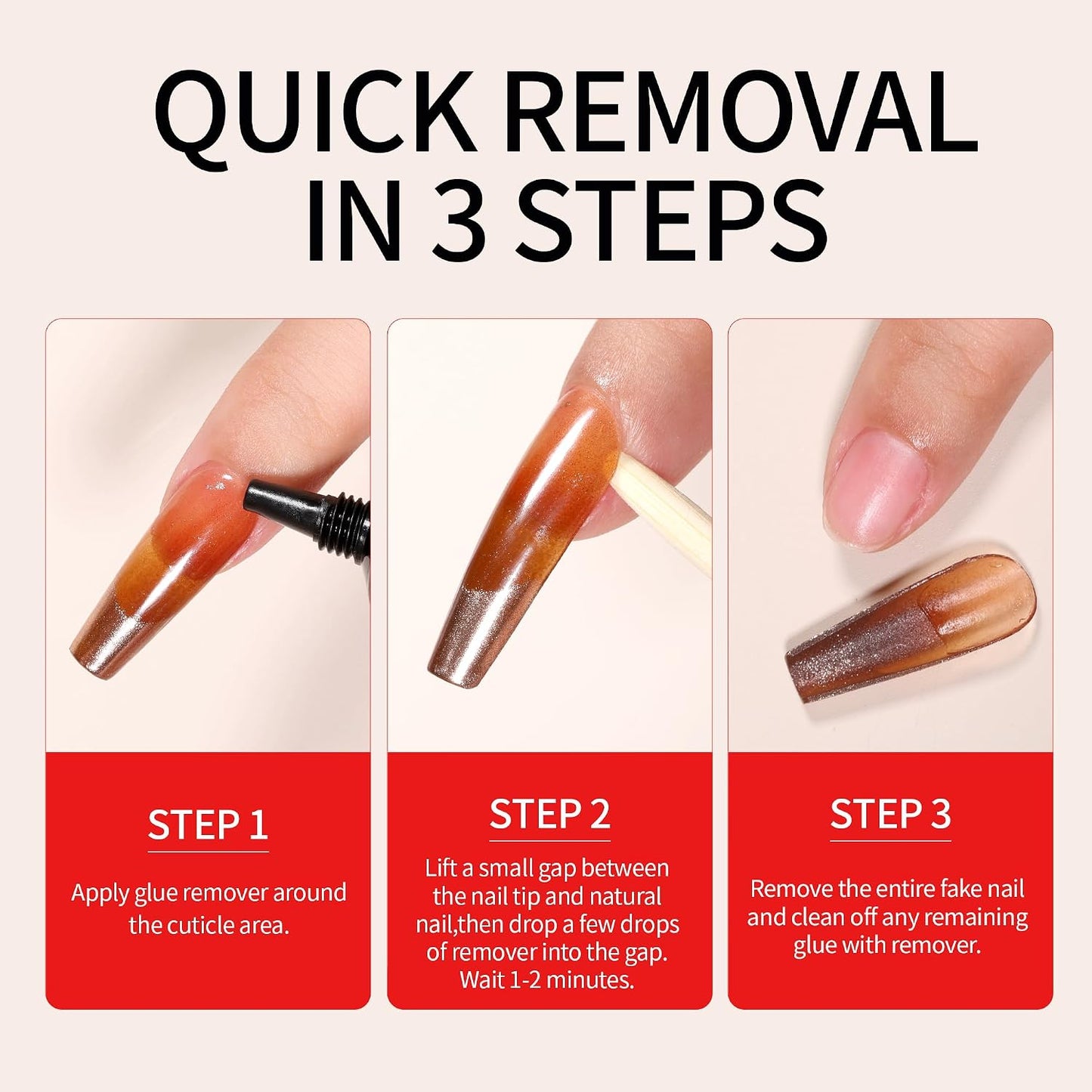 Semi Solid Nail Glue - Quick Drying 10ml for Press-On Nails | Long Lasting 30+ Days, Includes Remover Kit