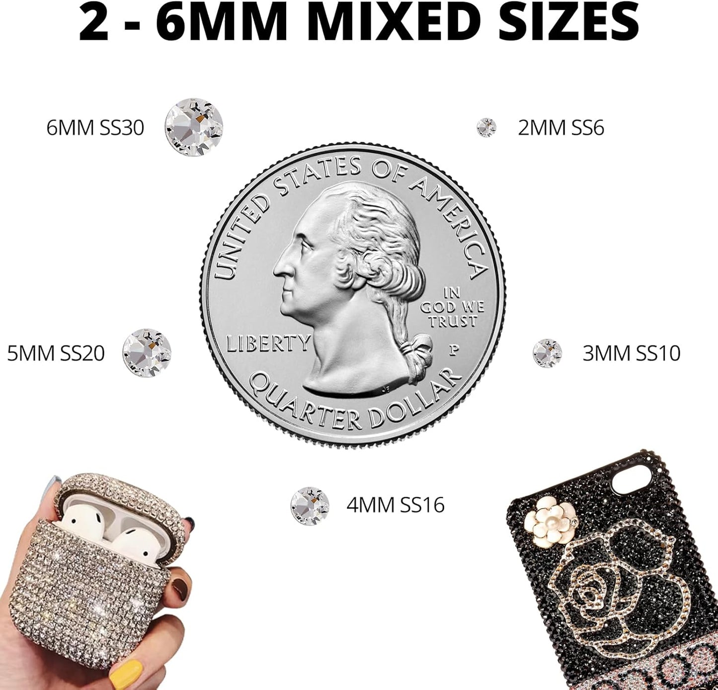 Red Rhinestones Bedazzler Kit - 6500 Pcs Flatback Crystals & B7000 Glue | 2-6mm Resin Gems for Crafts, Clothes, Shoes, Nails