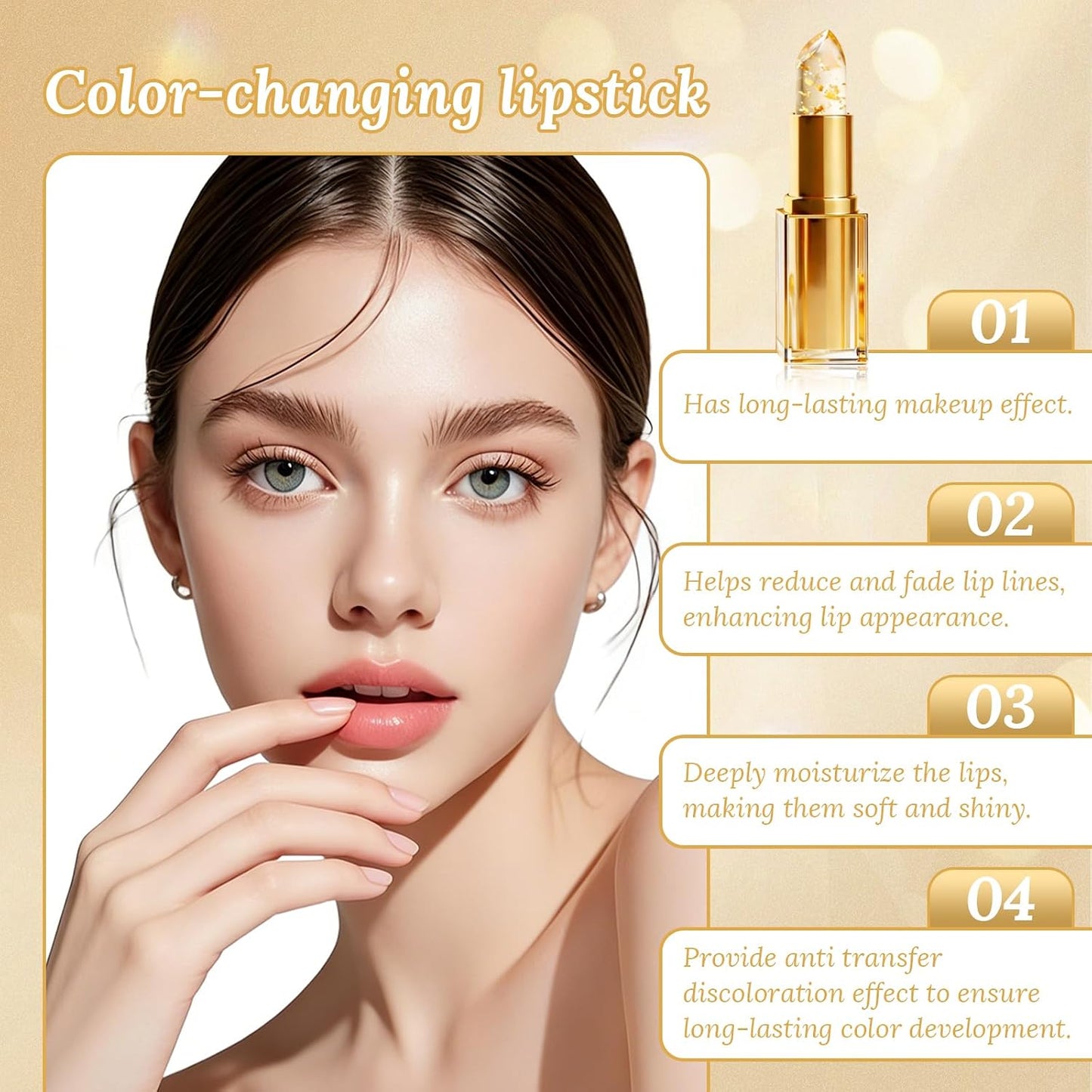 Color Changing Lipstick Set - 2Pcs Transferproof Long-Lasting Hydration | PH Adjusting Clear Gloss