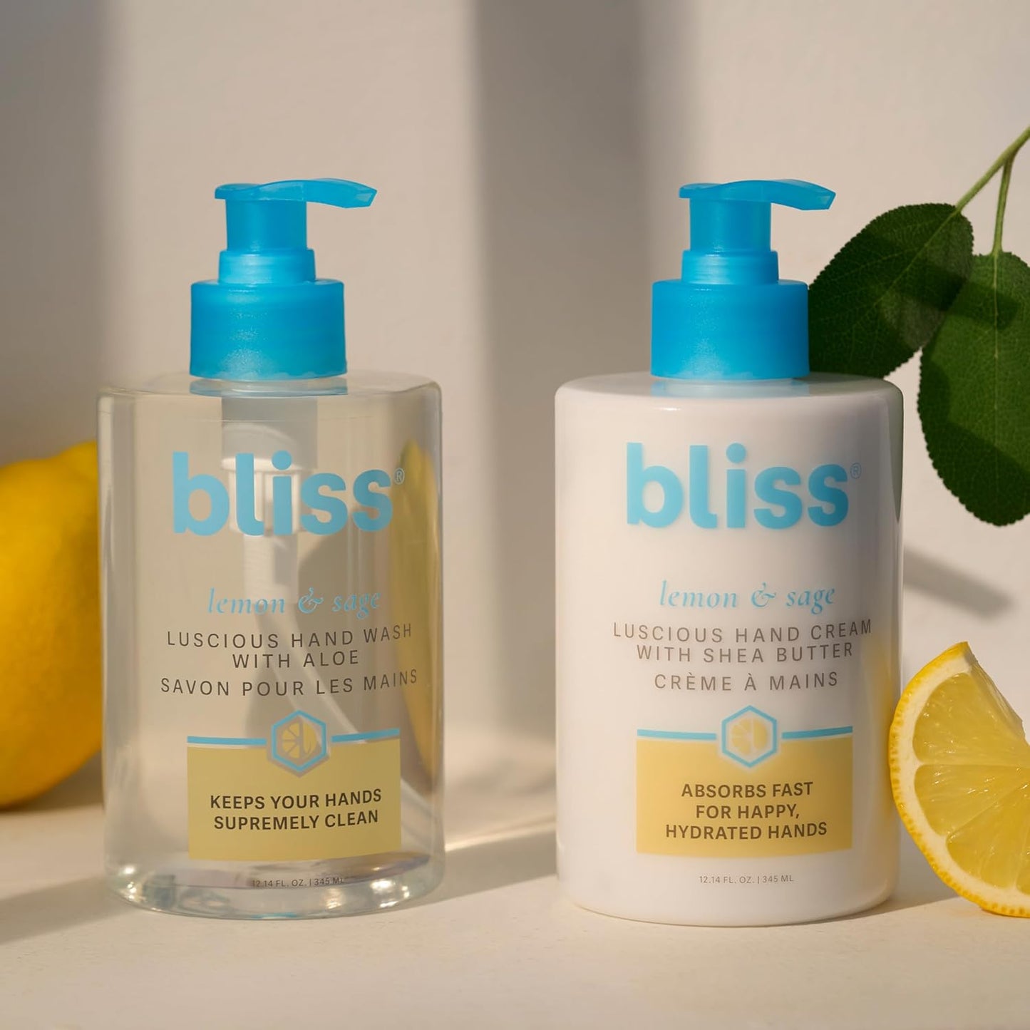 Lemon & Sage Happy Hands Duo - Hydrating Hand Wash & Nourishing Cream Set | Decorative Tray Included
