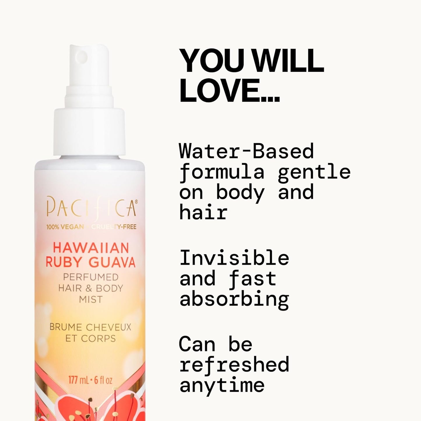 Pacifica Hawaiian Ruby Guava Hair Perfume | Alcohol-Free Body Fragrance Spray Mist - 6 oz, Vegan & Cruelty-Free