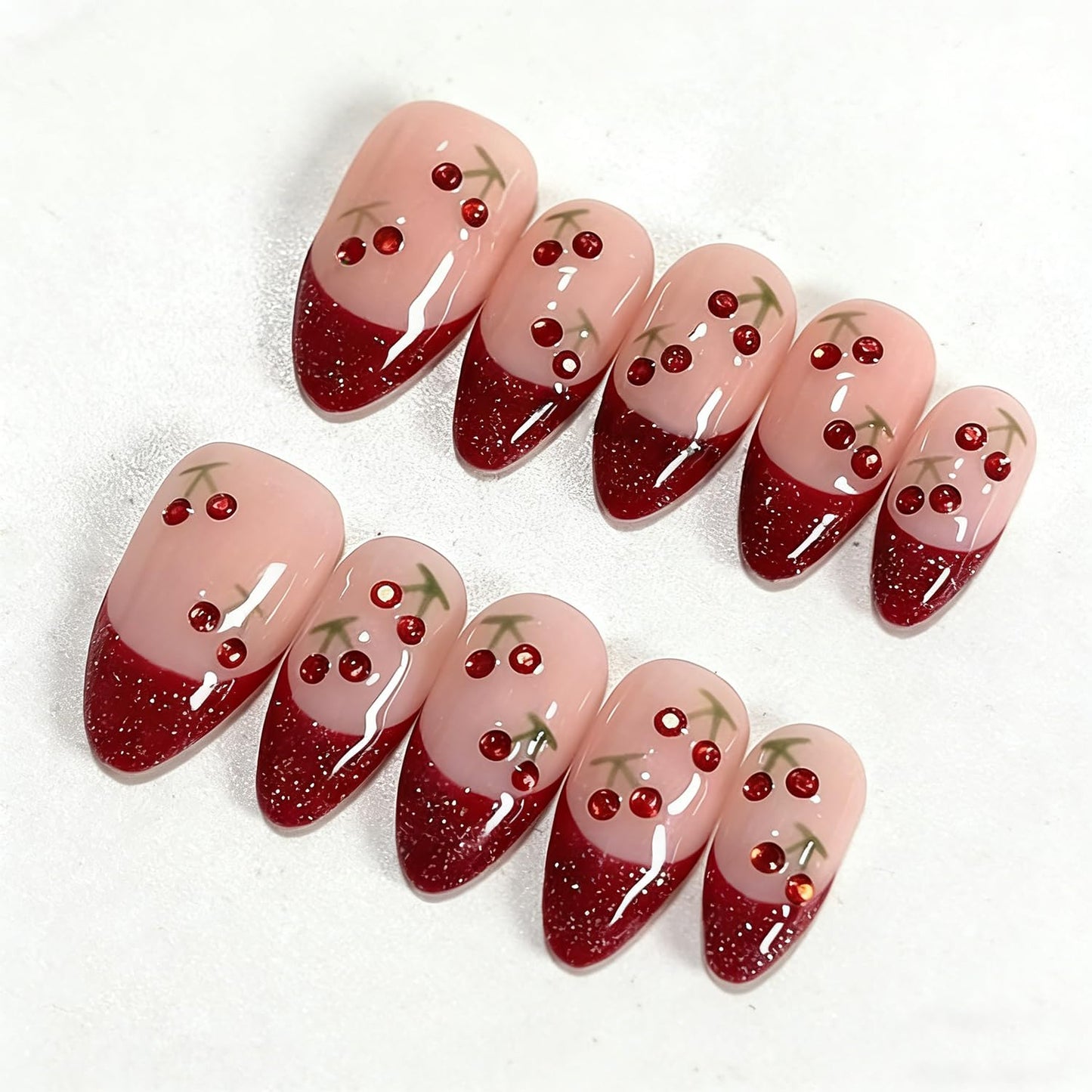 Short Almond Press-On Nails - 24 Pcs French Tip with Leopard Print & Gold Beads | Reusable Acrylic Nail Designs for Women