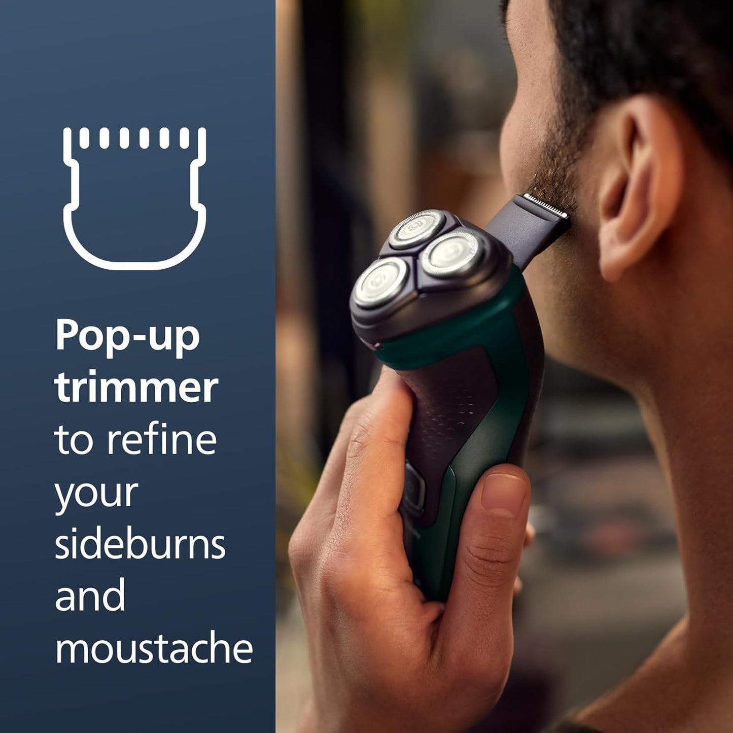 Philips Norelco Shaver 2600 Series - Wet & Dry Electric Shaver with Pop-Up Trimmer | Dark Forest Green, Model X3052/91
