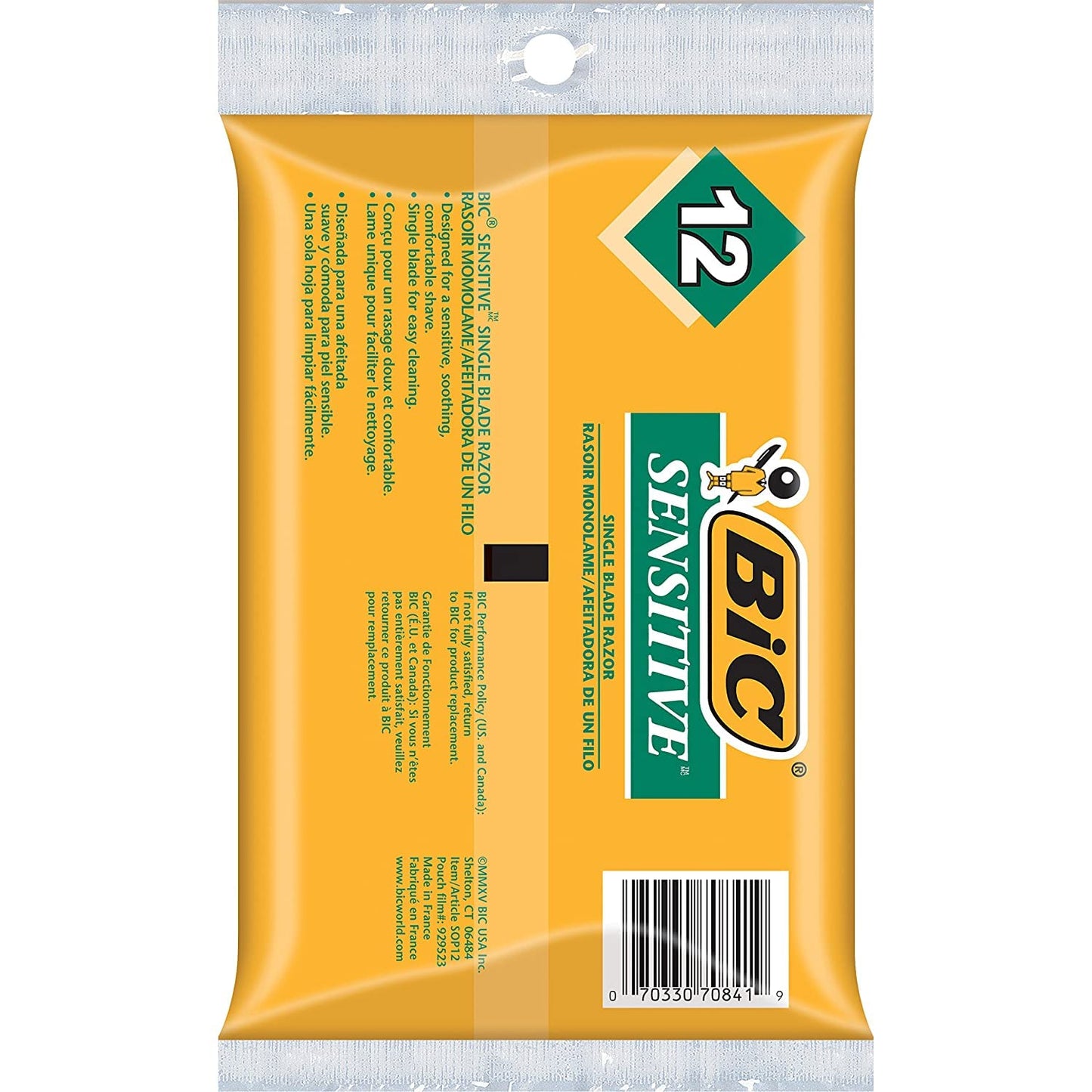(Pack of 2) Bic Single Blade Sensitive Skin Shavers - 12 in Pack [Total 24]