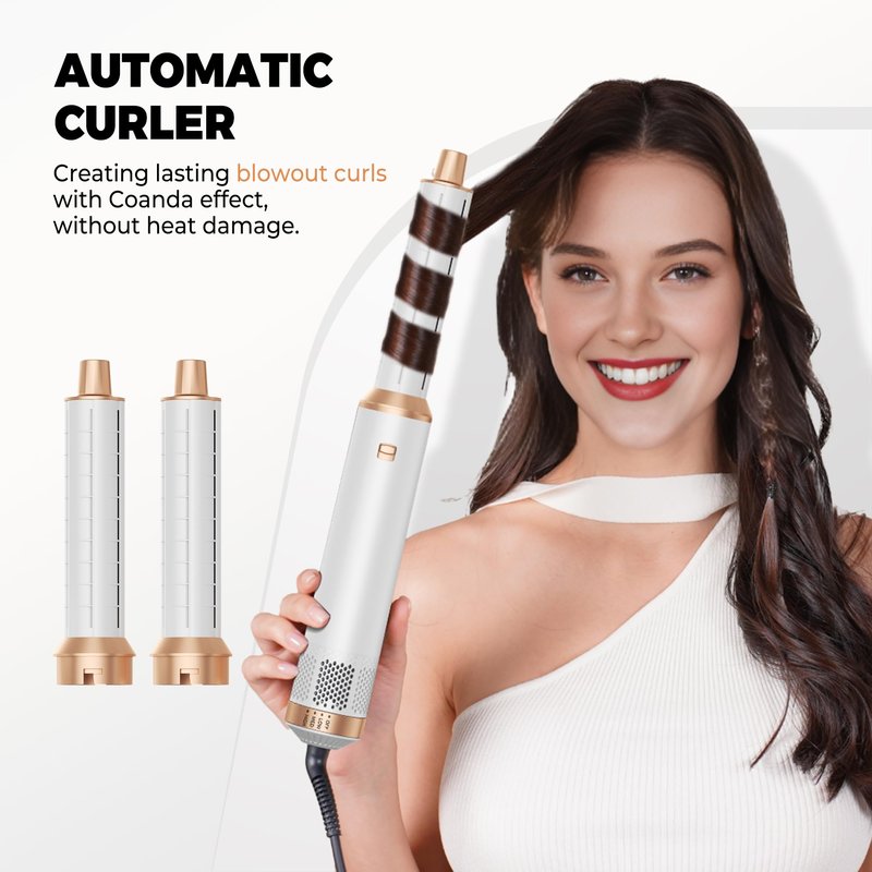 5 in ONE Hair Dryer Brush, Blow Dryer Curling Wand Hair Styling Tools Set, Ionic Hot Air Brush Round Brush Blow Dryer, Left&Right Styler 100-120V