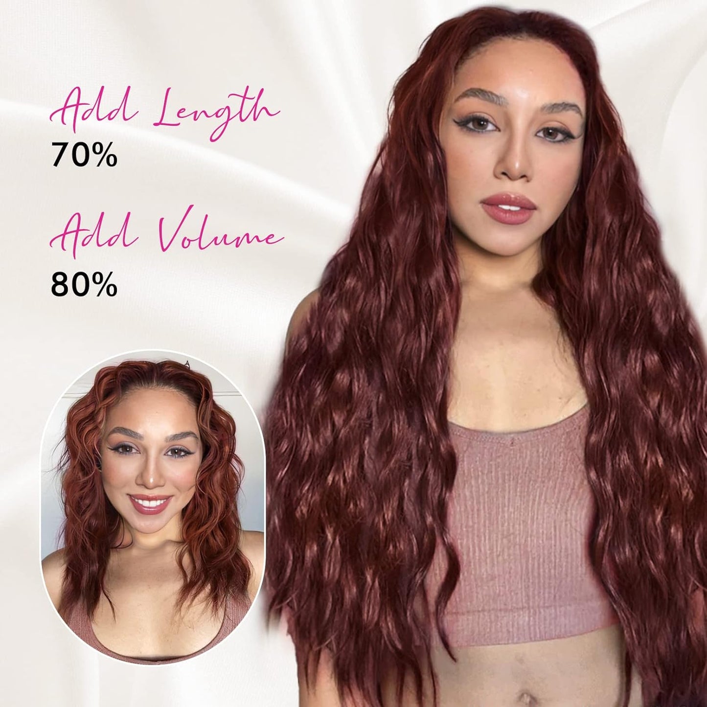Clip In Hair Extensions - 24" Thick Long Loose Waves | Invisible Lace Weft, Natural Soft Hairpieces - Chocolate Brown with Blonde Highlights