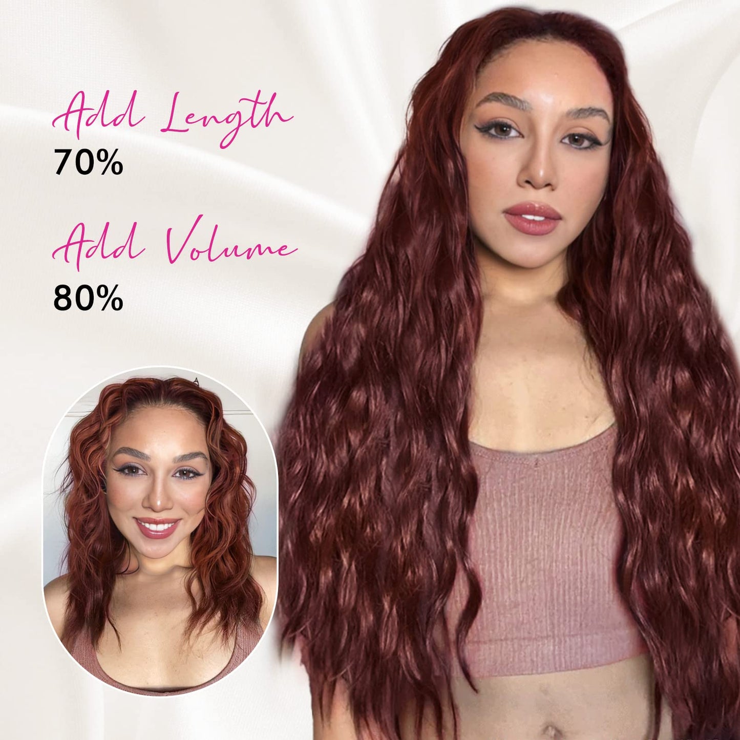 Hair Extensions, REECHO Blonde Clip in Hair Extensions 24" Thick Long Loose Waves hair extensions HE002 Invisible Lace Weft Natural Soft Hairpieces for Women – Platinum Blonde