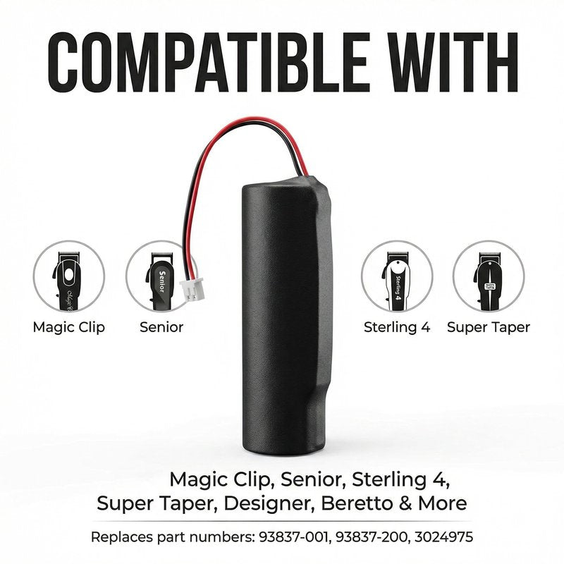 Magic Clip Battery for Magic Clip Cordless, Designer, Senior, Sterling 4, Super Taper, Beretto Black Stealth, Beretto Chrome, 8591L, 8504L, Magic Clip Machine Senior, Legend, 8148, 8591, 8504, 1919