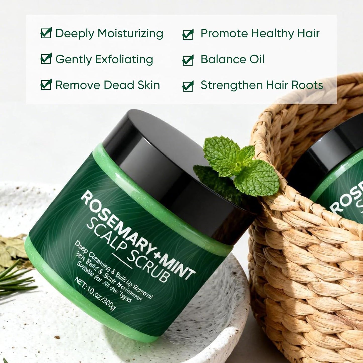 Rosemary Scalp Scrub - Exfoliating Hair Scrub for Healthy Hair Growth | 10.6oz/300g