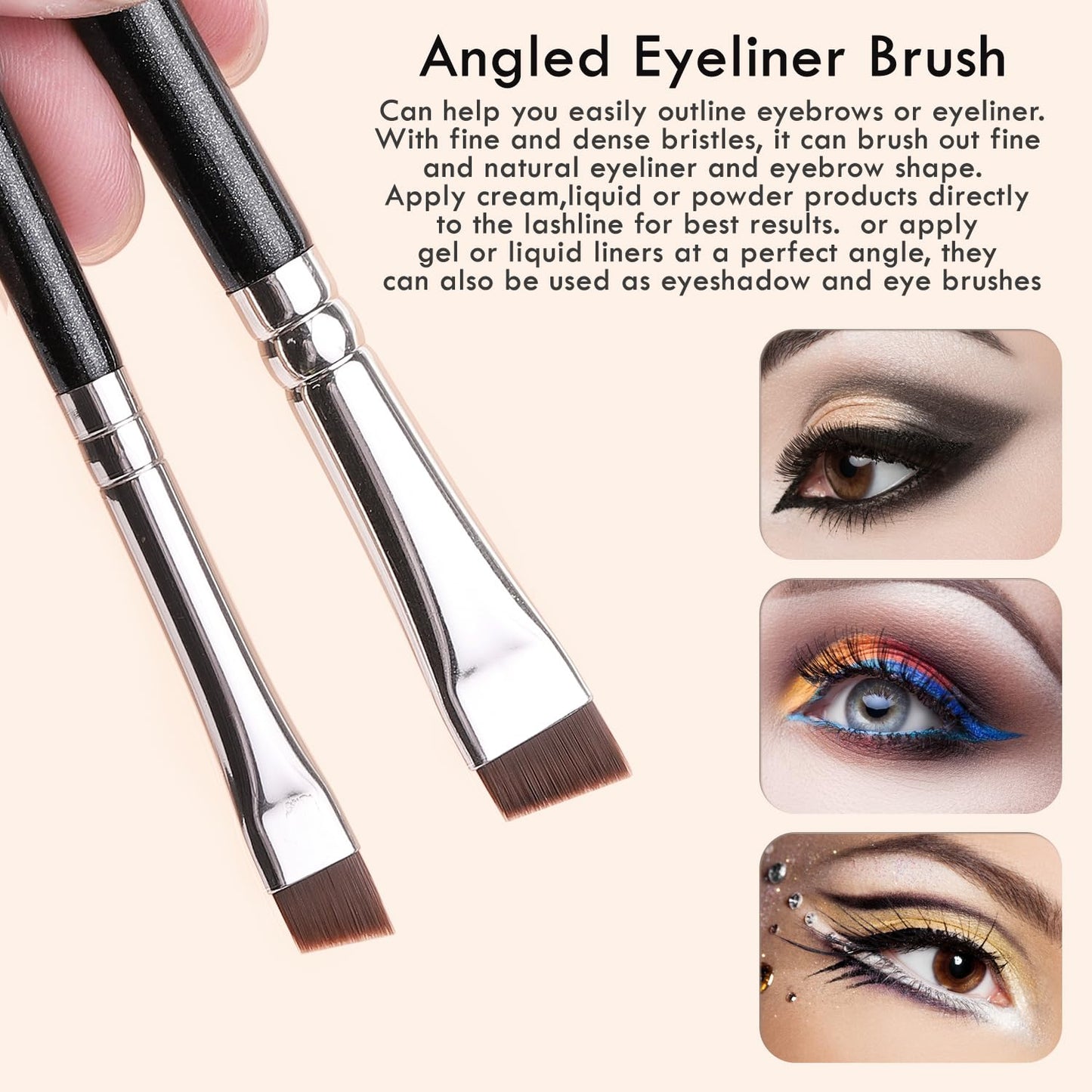 KINGMAS 7pcs Eyeliner Brush Set, Angled Flat Gel Eye Liner Makeup Brushes, Ultra Thin Liner Brush, Fine Point Eyeliner Brushes for Women Girls