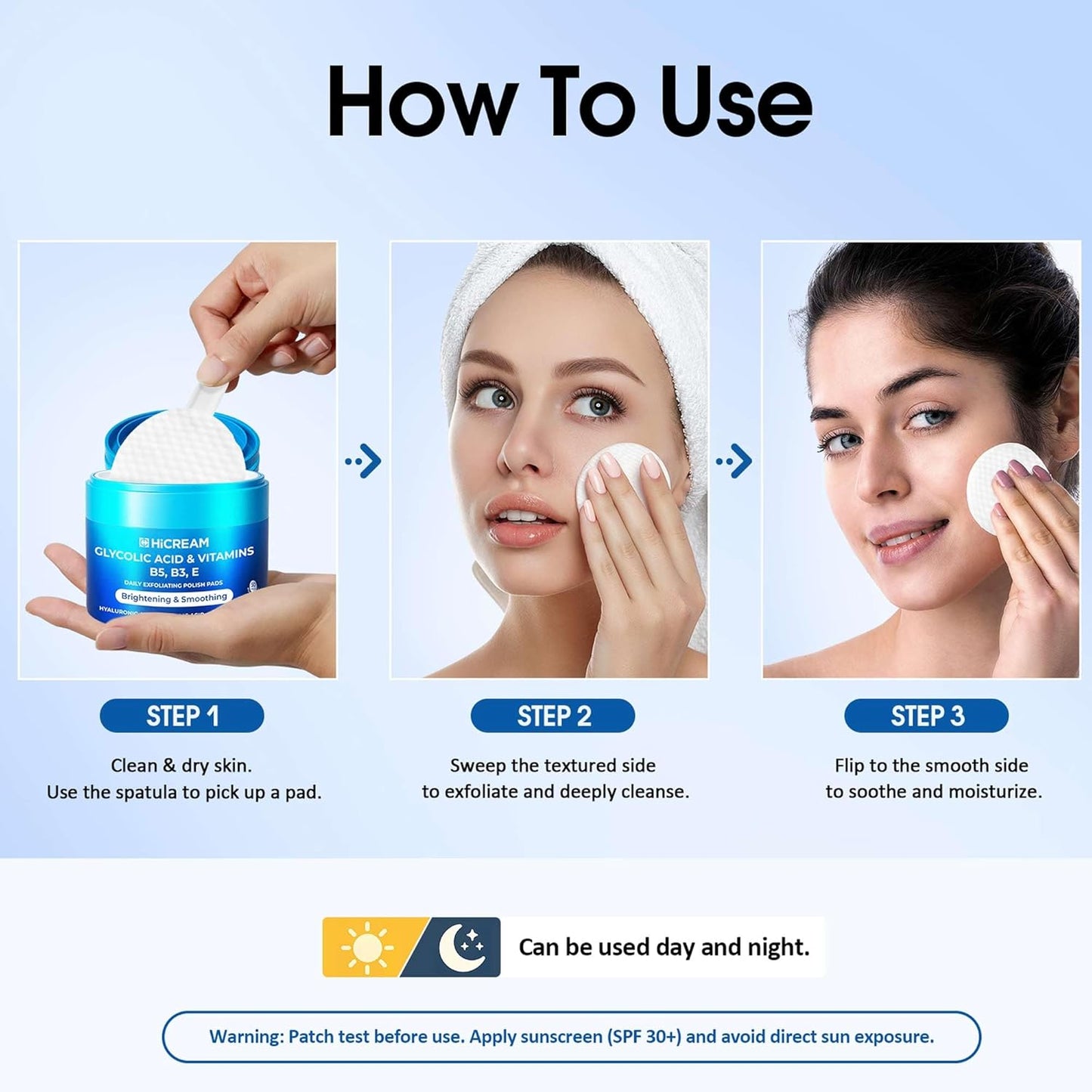 Glycolic Acid Exfoliating Pads - Dual-Textured Toner for Pore Care & Skin Radiance | 50 Pads with Niacinamide & Salicylic Acid