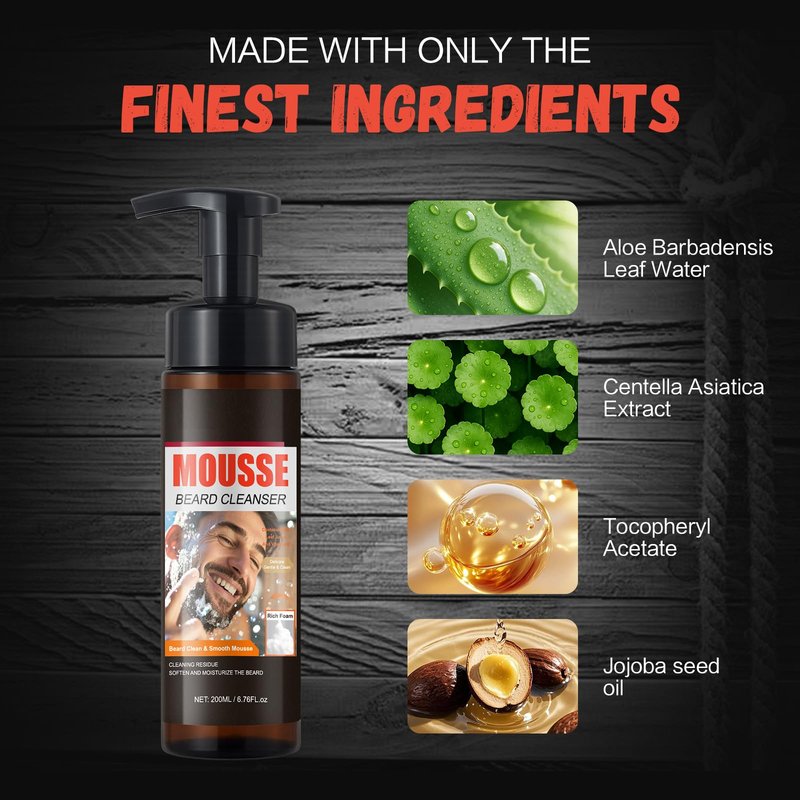 GUOYAOLIFU Foaming Bright and Fresh Scent Beard Wash for Men, Foaming Fresh Scent Beard Wash, Deep Cleaning, Non-Drying, Hydrating Gentle Cleanser For All Beard Types & Lengths