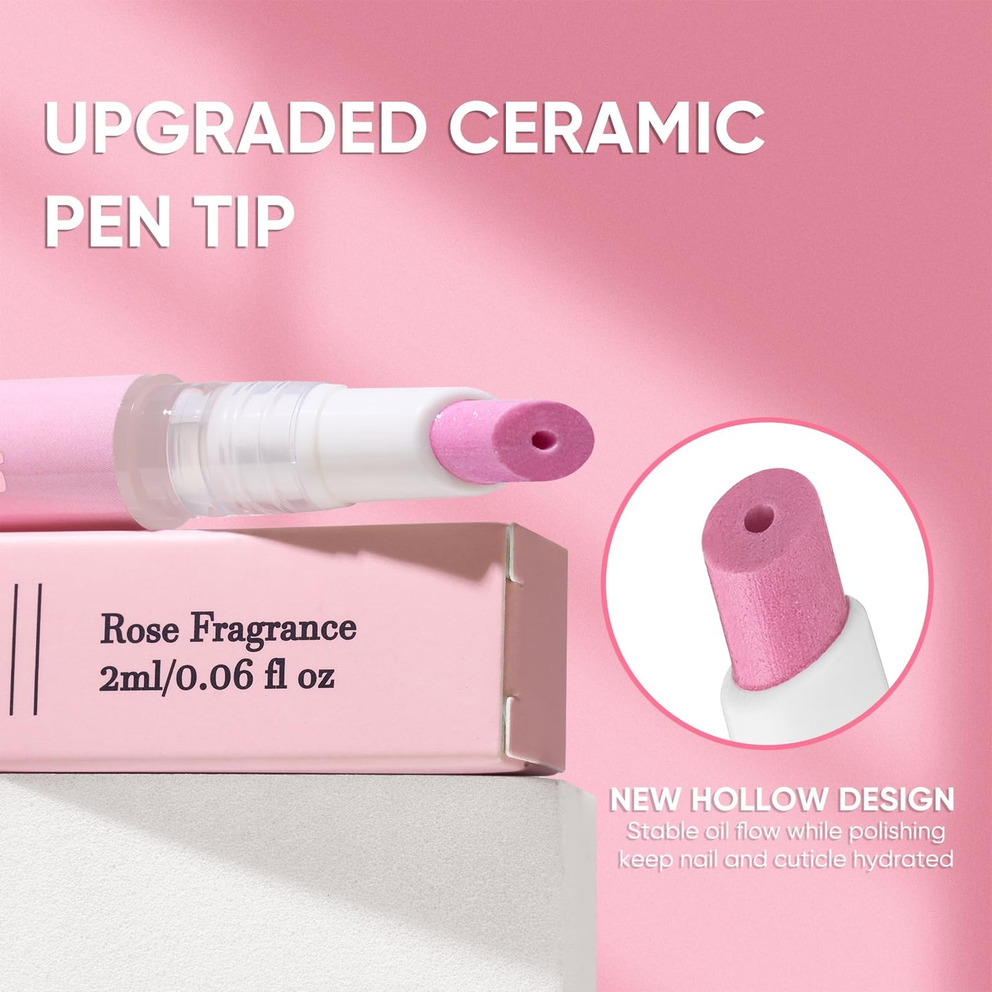 SASSYTIP Cuticle Oil Pusher Pen 2-in-1 Clean & Moisturize | Removes Dead Skin & Dirt from Nail Edges | Nourishing Jojoba & Almond Oils | At-Home or On-the-Go Manicure for Women & Men | Rose | 2ml