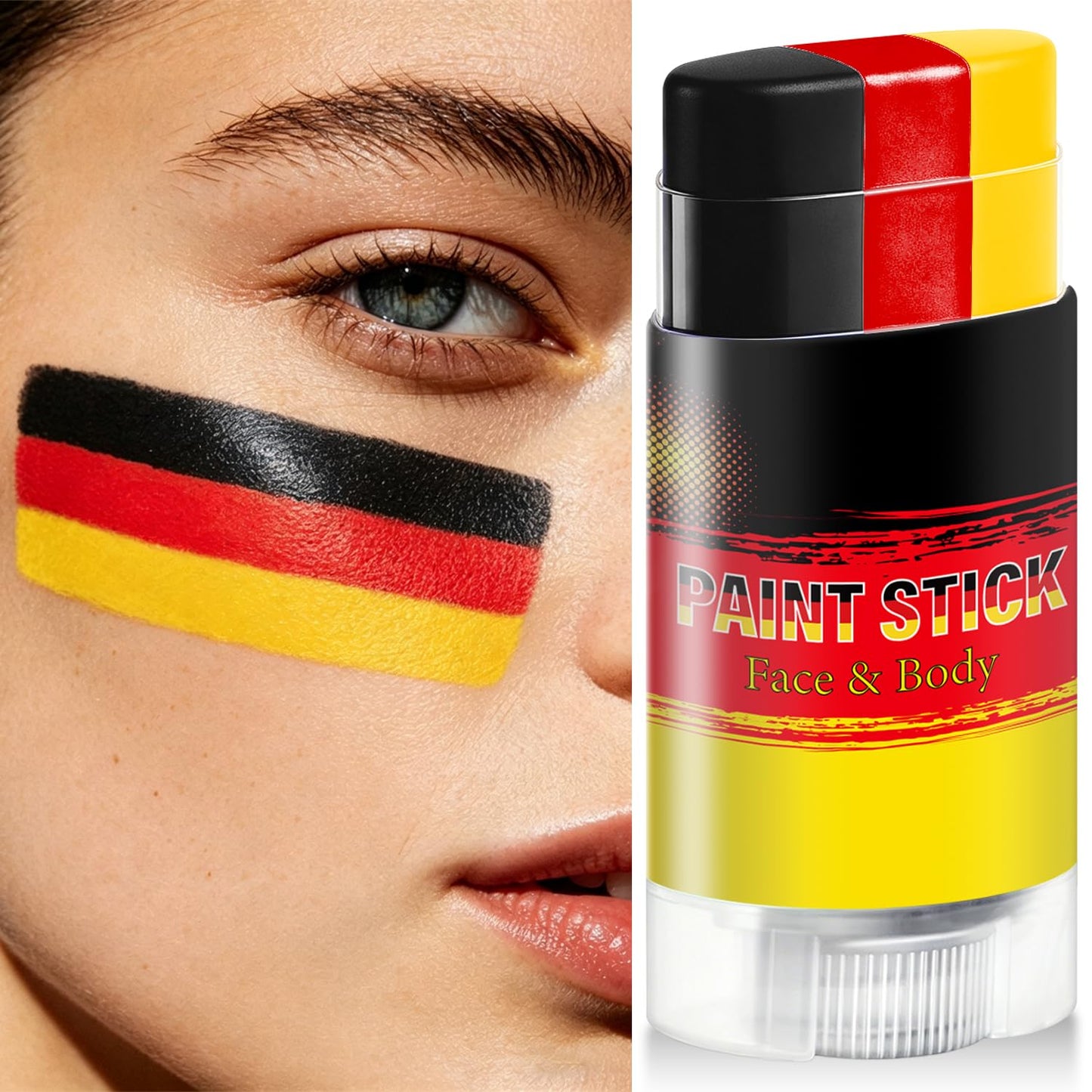 Black Red and Yellow Face Body Paint Stick for 2026 World Cup Fan Soccer Baseball Softball Sports Eye Black Stick Makeup (Germany)