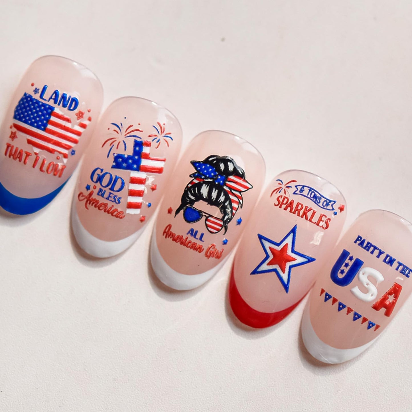 4th of July Nail Stickers 5D Independence Day Nail Art Stickers Embossed Nails Decals Star American Flag Nail Designs Self-Adhesive Nail Art Decals Nails Supplies for Women Girls DIY Manicure